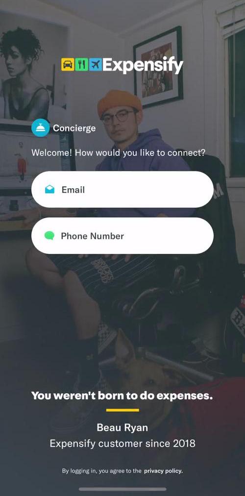 Expensify Start screen screen in the Onboarding flow