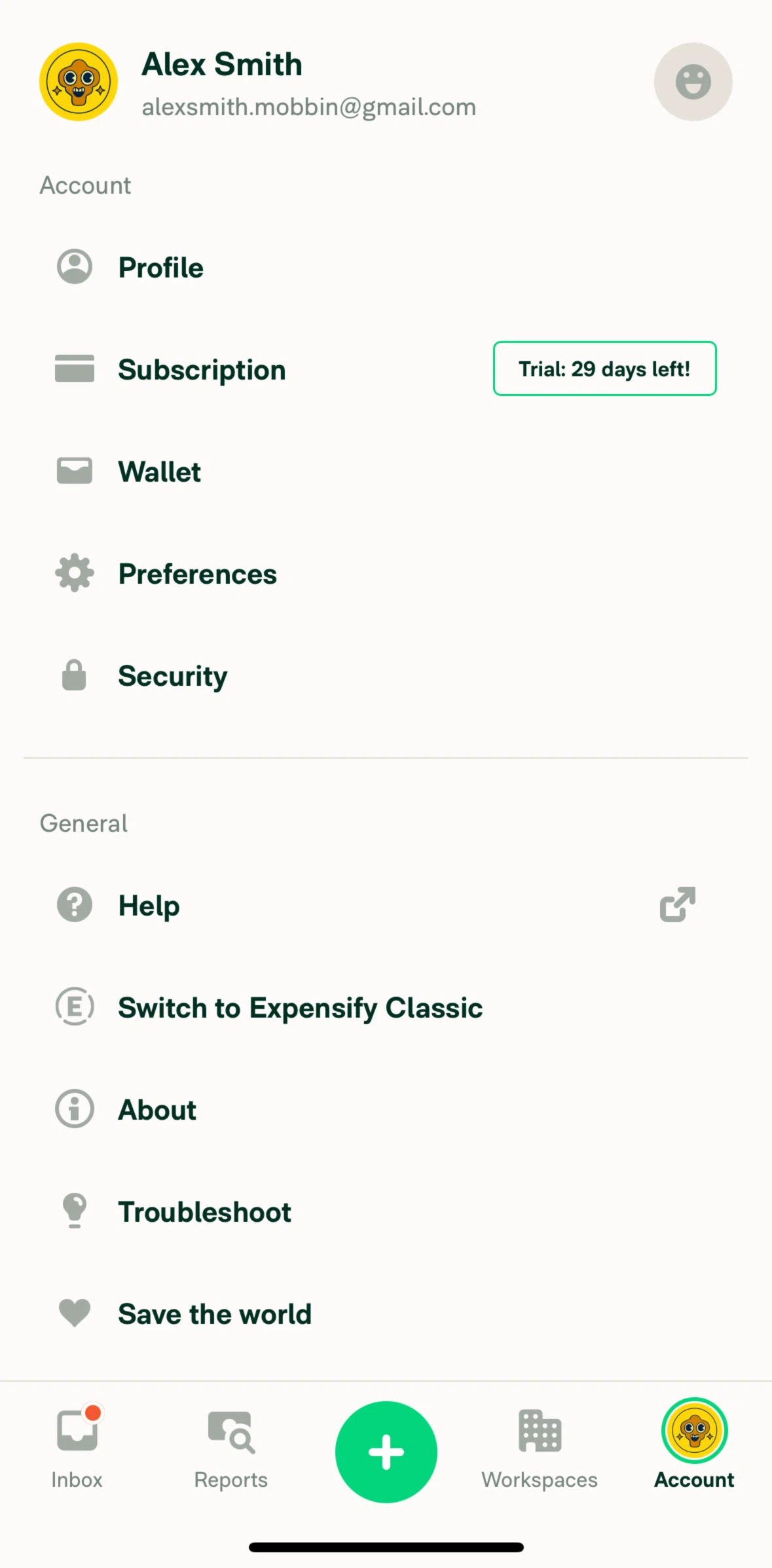 Expensify Screen screen in the Save the world flow