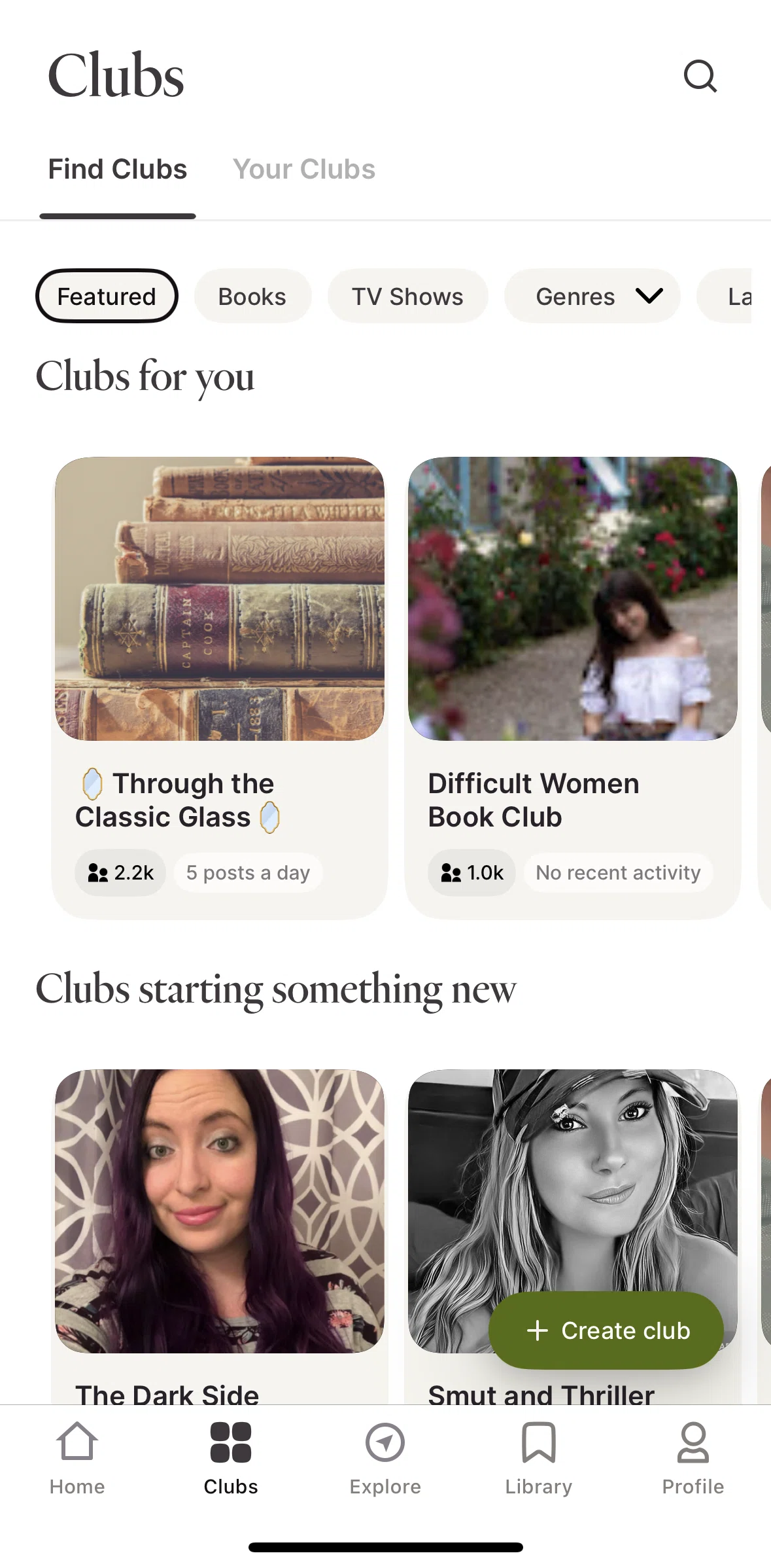 Fable Screen screen in the Searching clubs flow