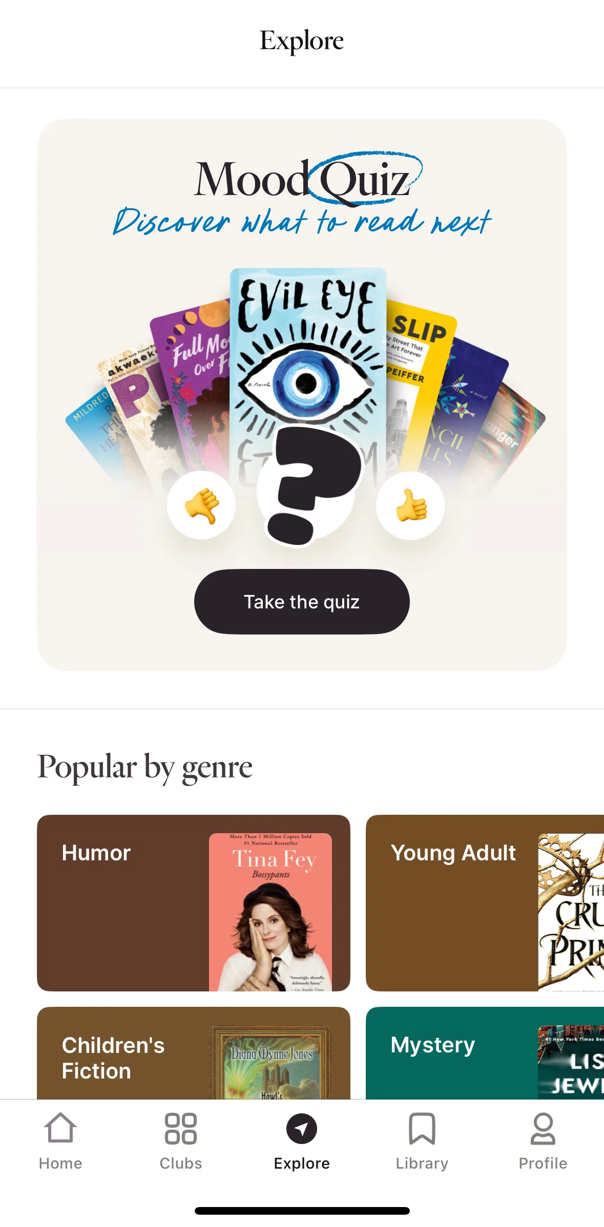 Fable Screen screen in the Taking a quiz flow