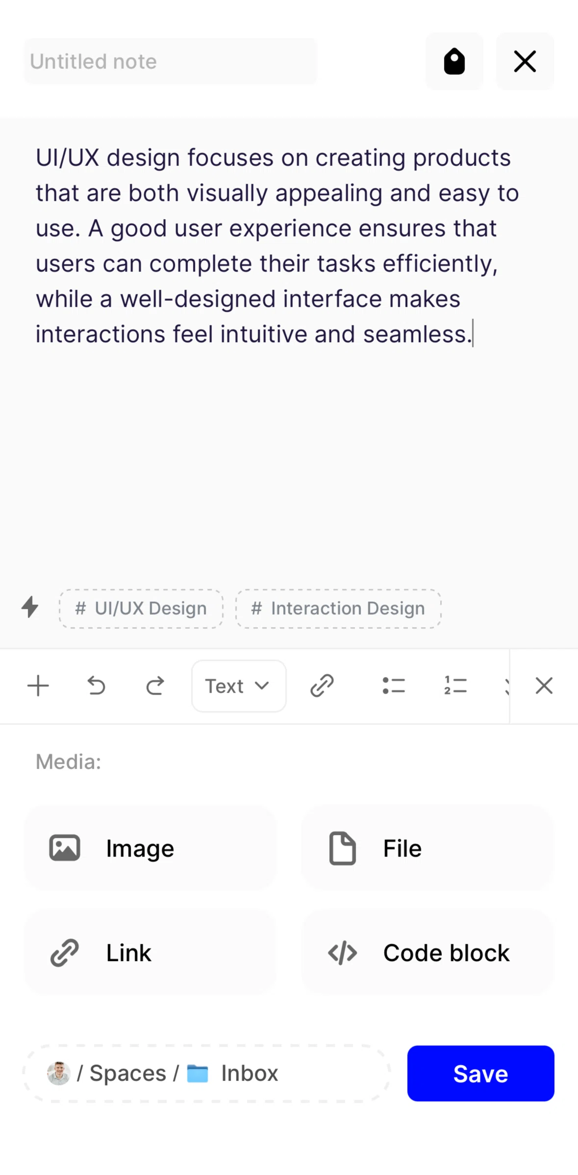 Fabric Screen screen in the Adding a link flow