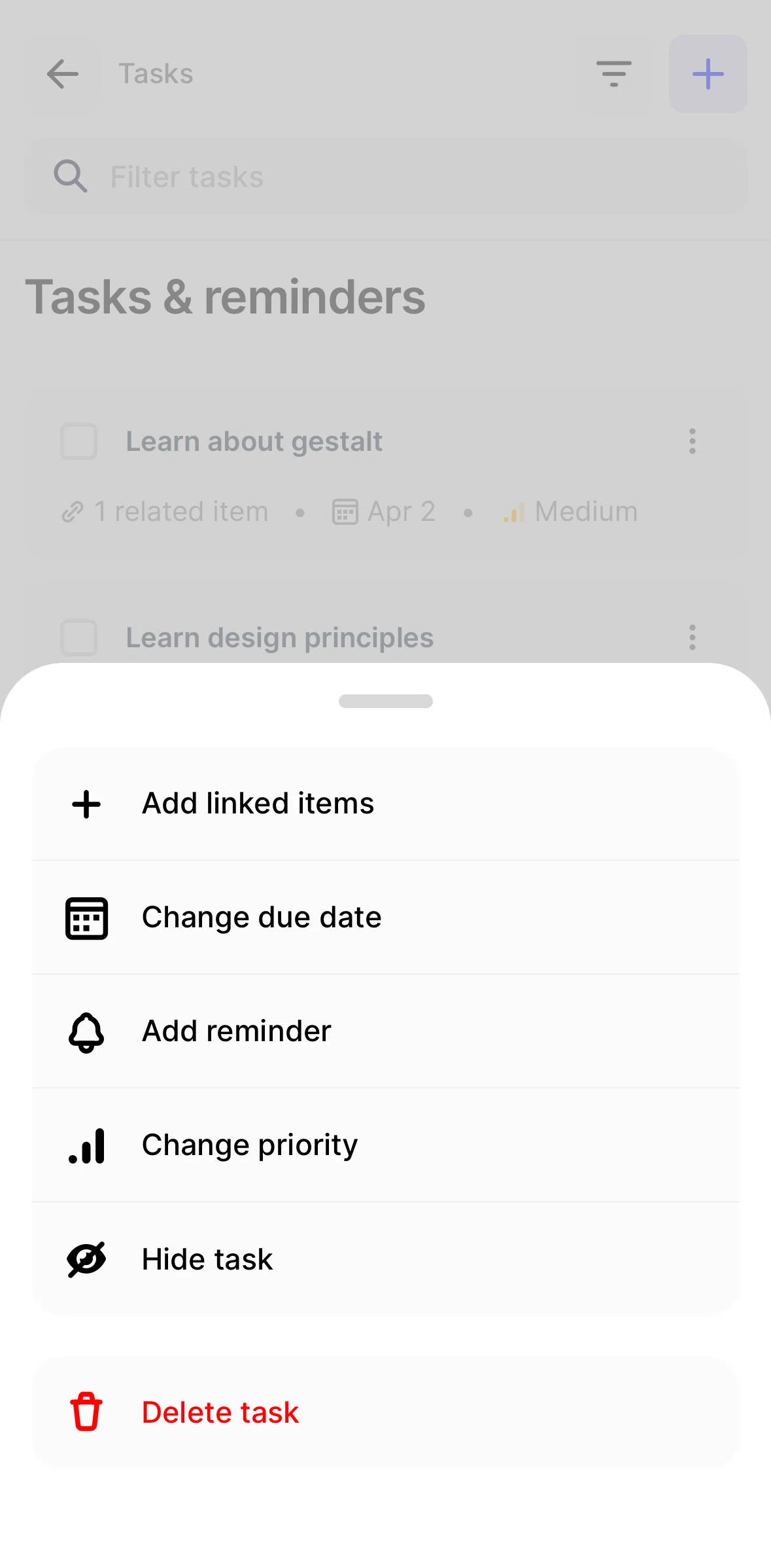 Fabric Screen screen in the Deleting a task flow