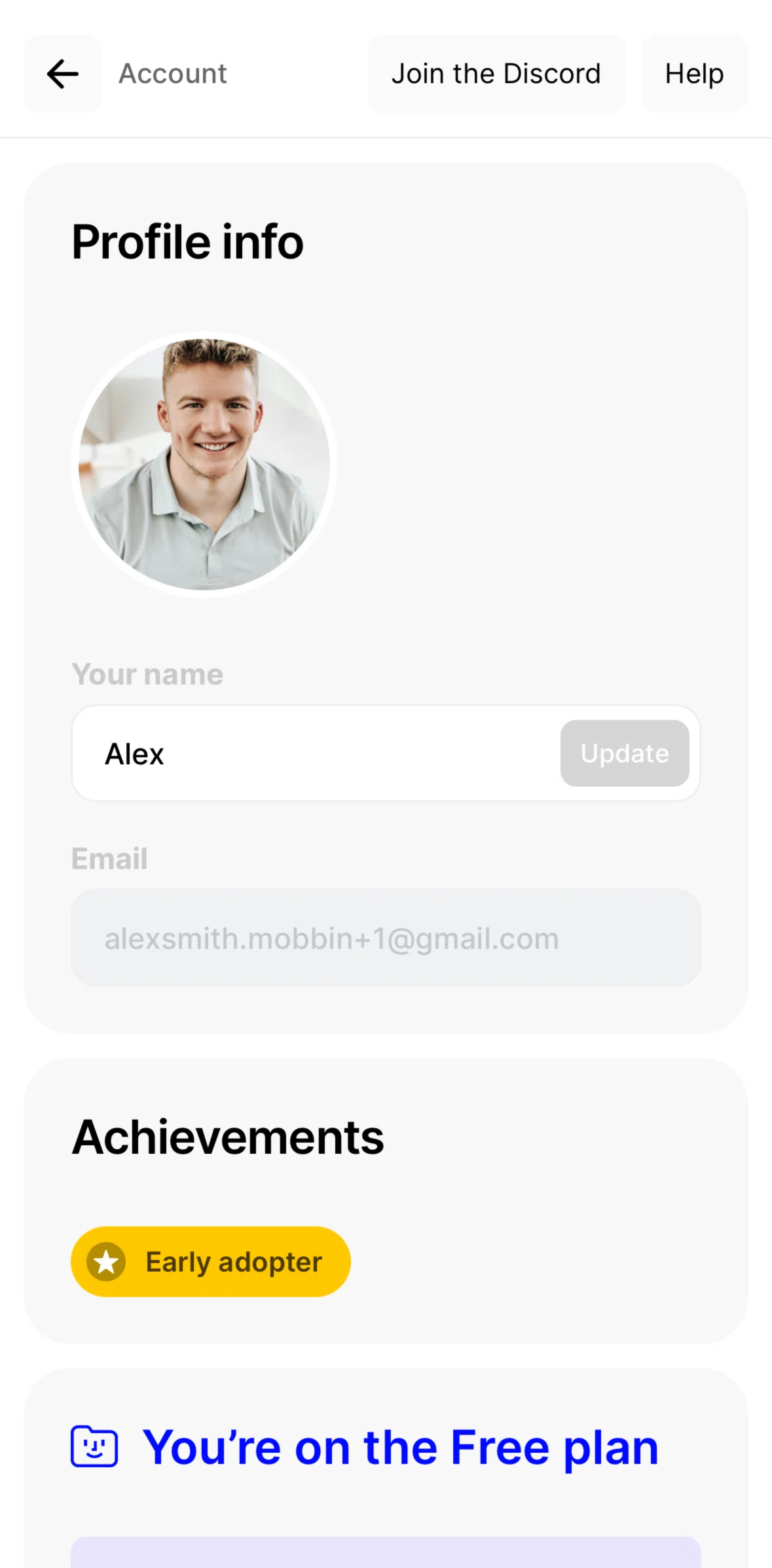 Fabric Screen screen in the Editing profile name flow