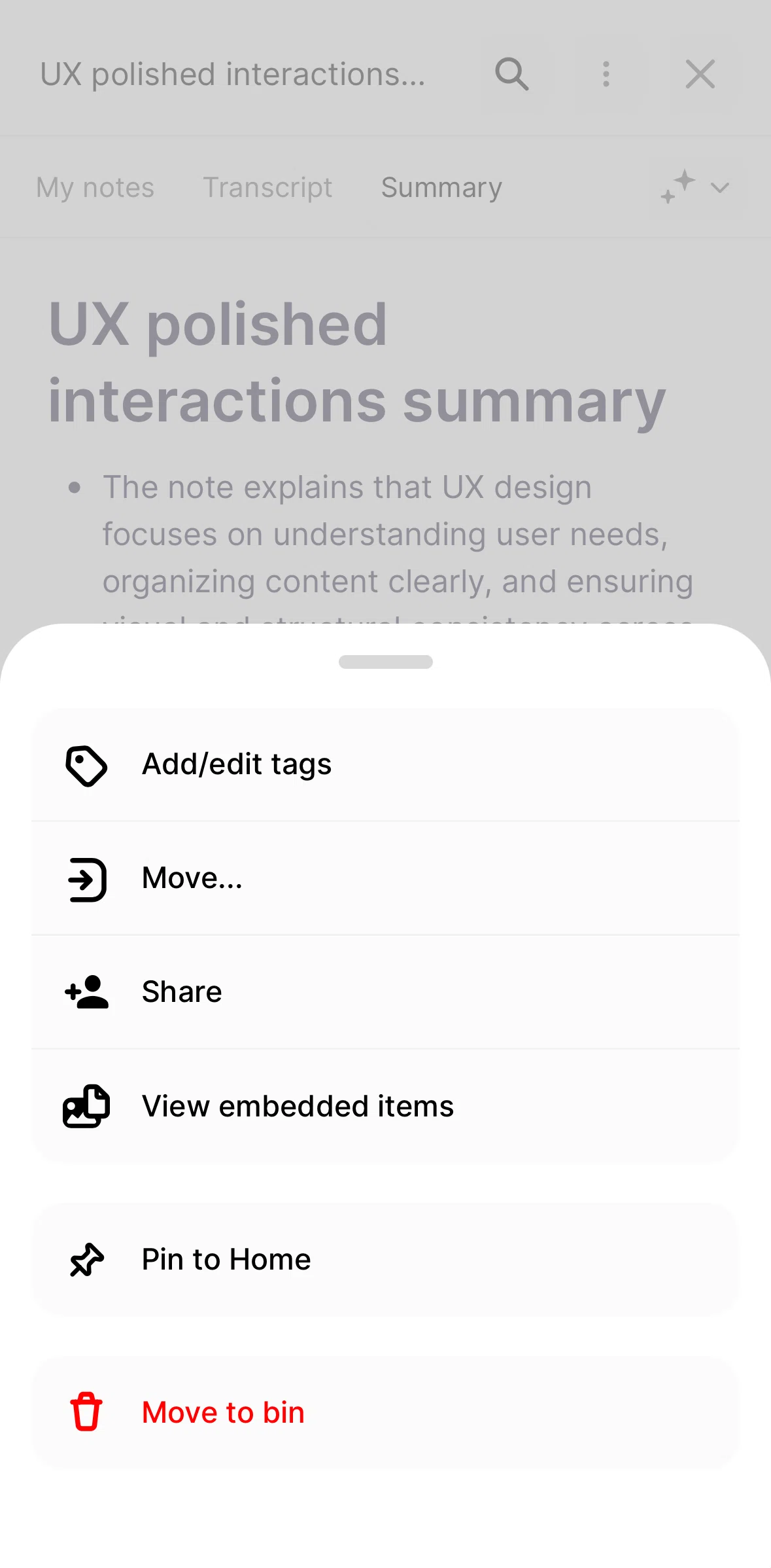 Fabric Screen screen in the Embedded items flow