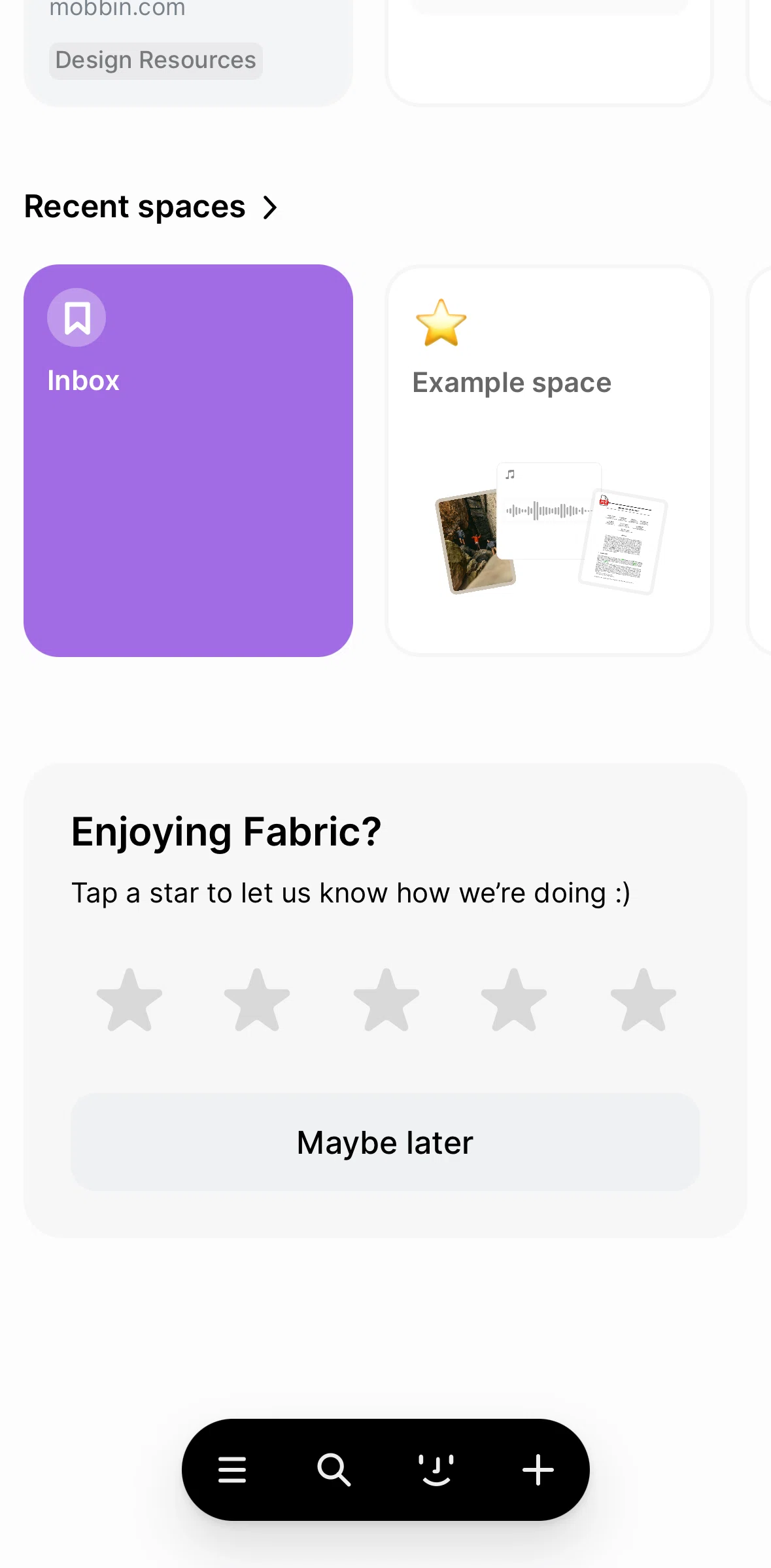 Fabric Screen screen in the Giving feedback flow