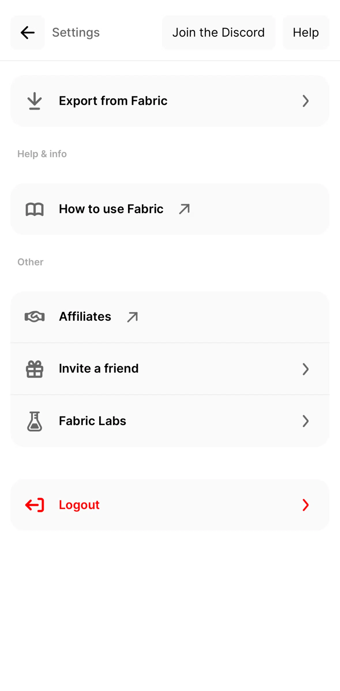 Fabric Screen screen in the Invite flow