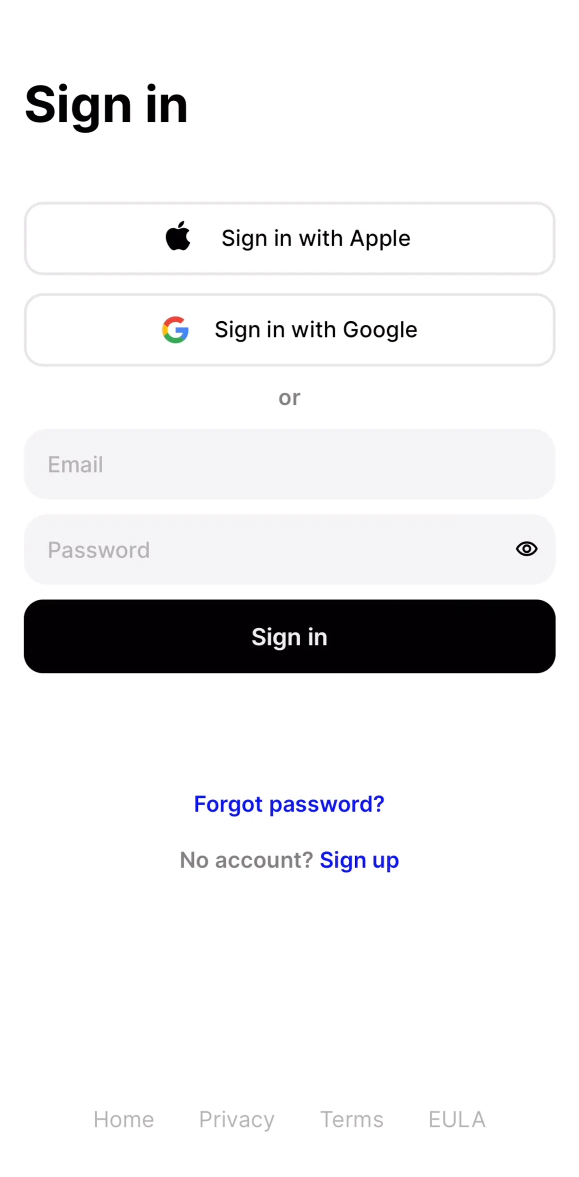 Fabric Screen screen in the Resetting password flow
