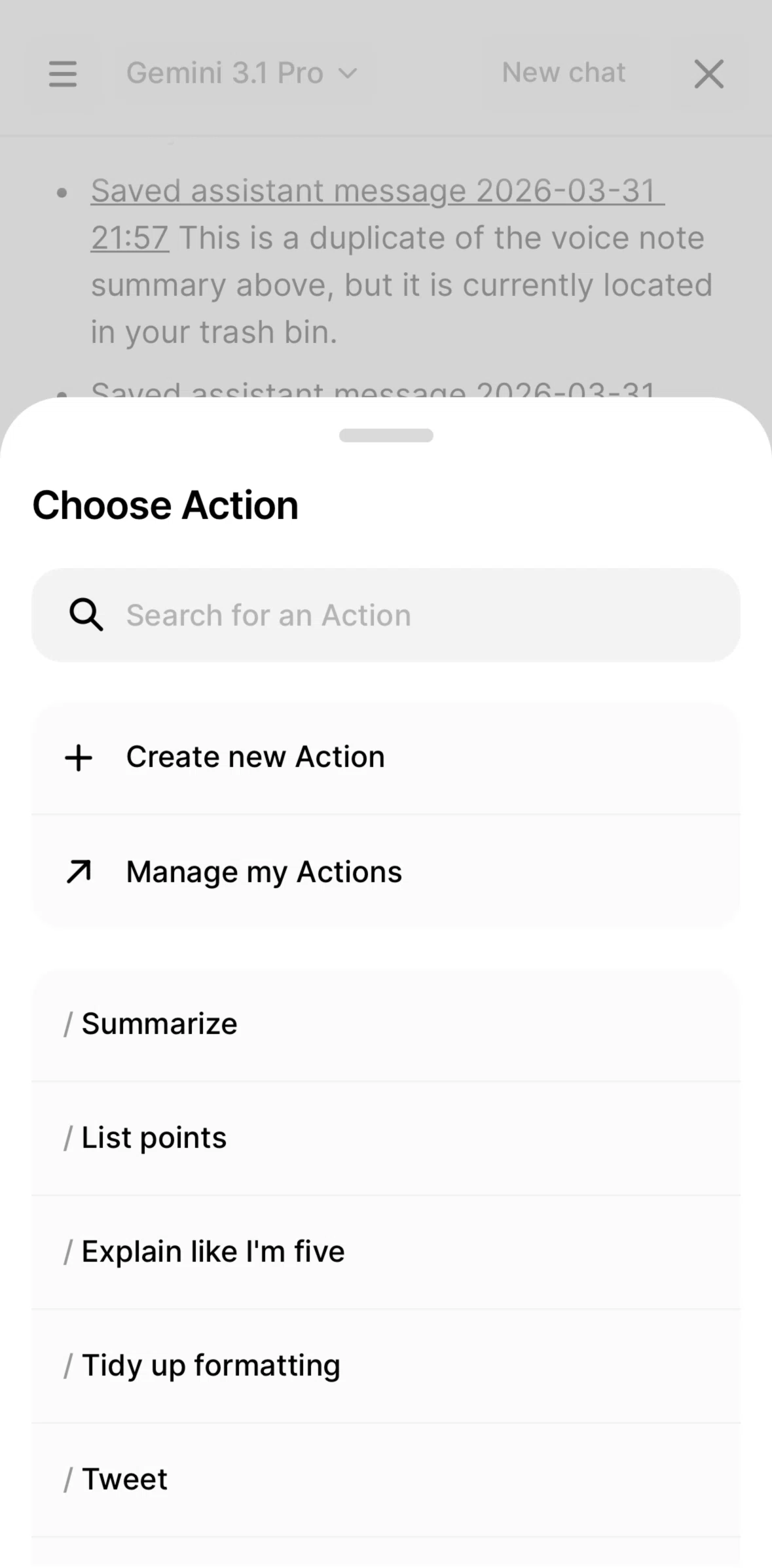 Fabric Screen screen in the Searching an action flow