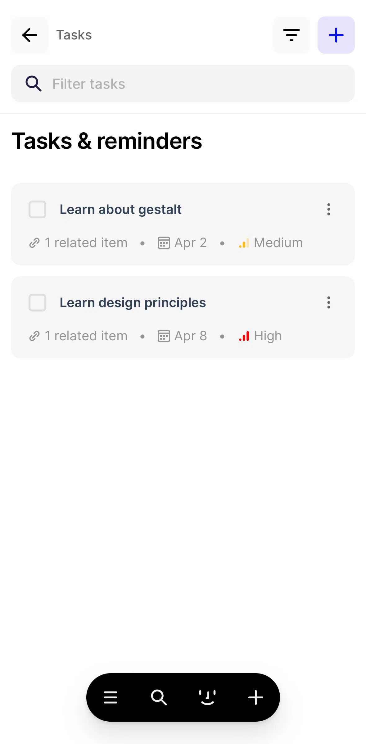 Fabric Screen screen in the Searching tasks flow