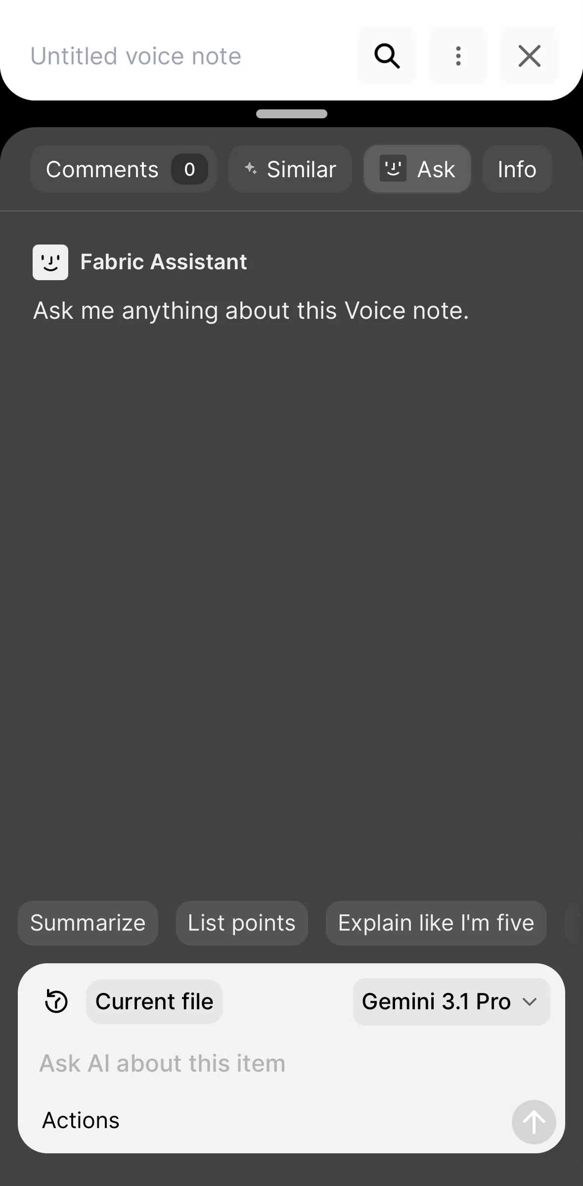 Fabric Screen screen in the Similar notes flow