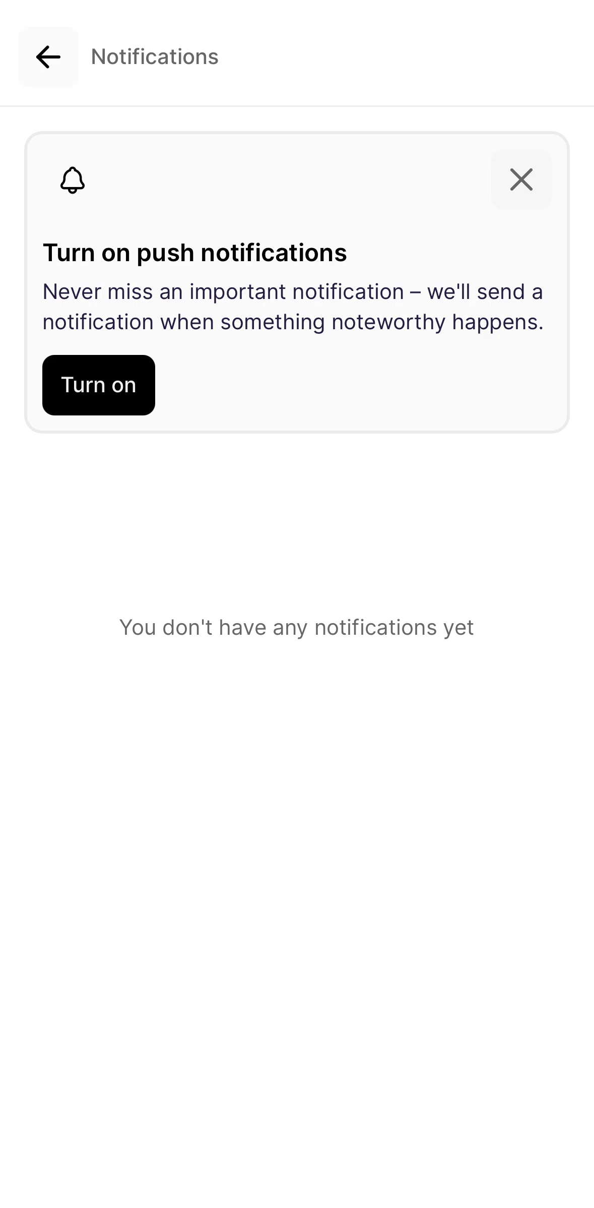 Fabric Screen screen in the Turning on notifications flow