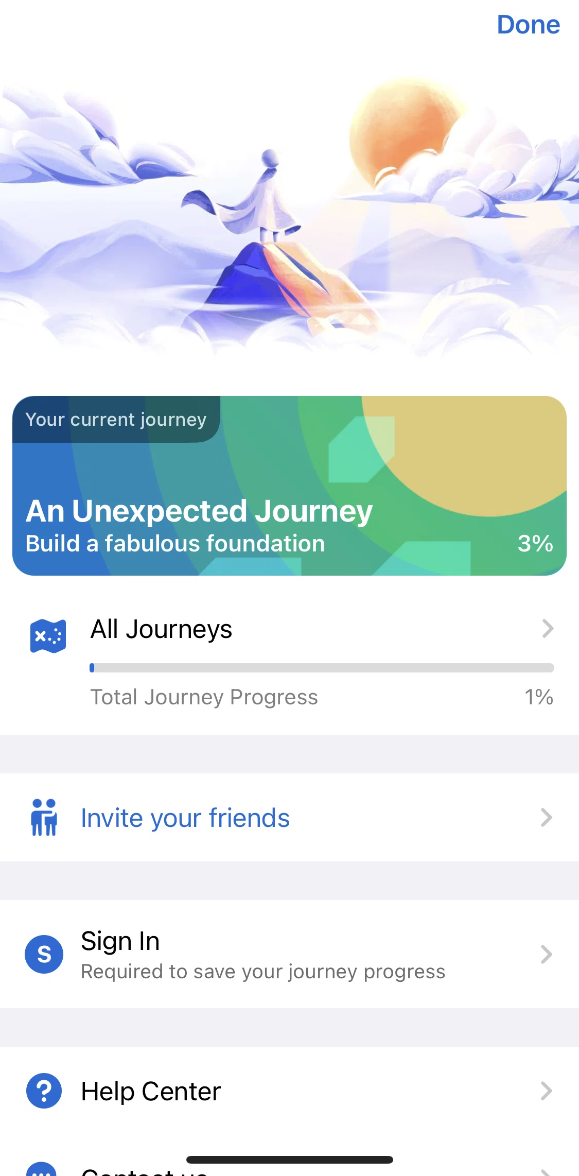 Fabulous Screen screen in the Journeys flow