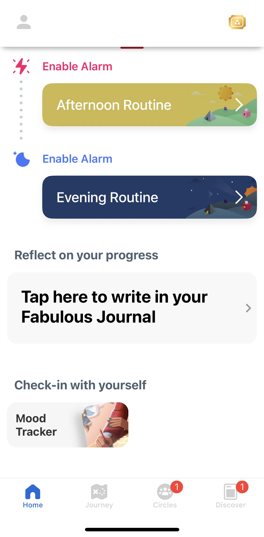 Fabulous Screen screen in the Using mood tracker flow