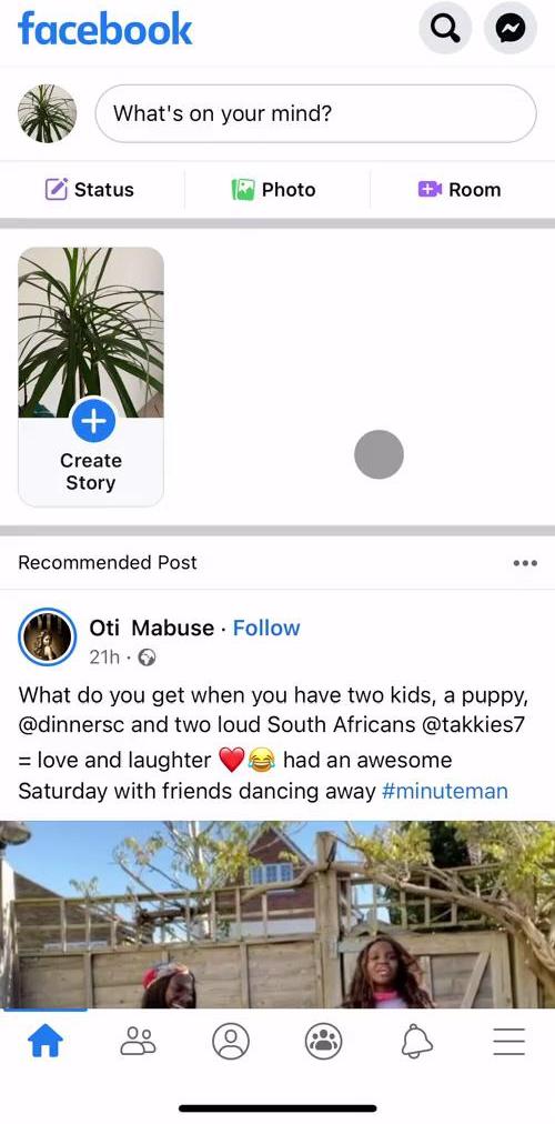 Facebook Home screen in the Adding A Friend flow