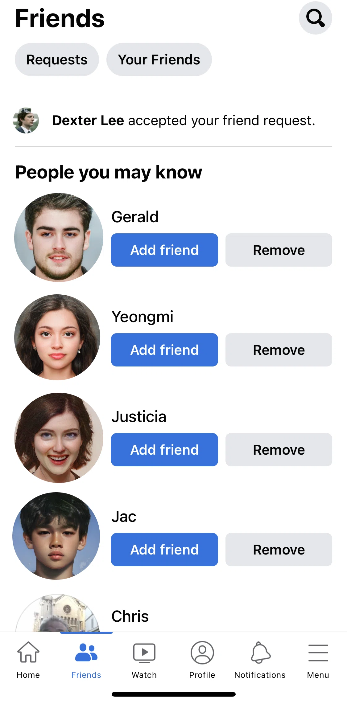Facebook Screen 1 screen in the Blocking & unfriending a contact flow