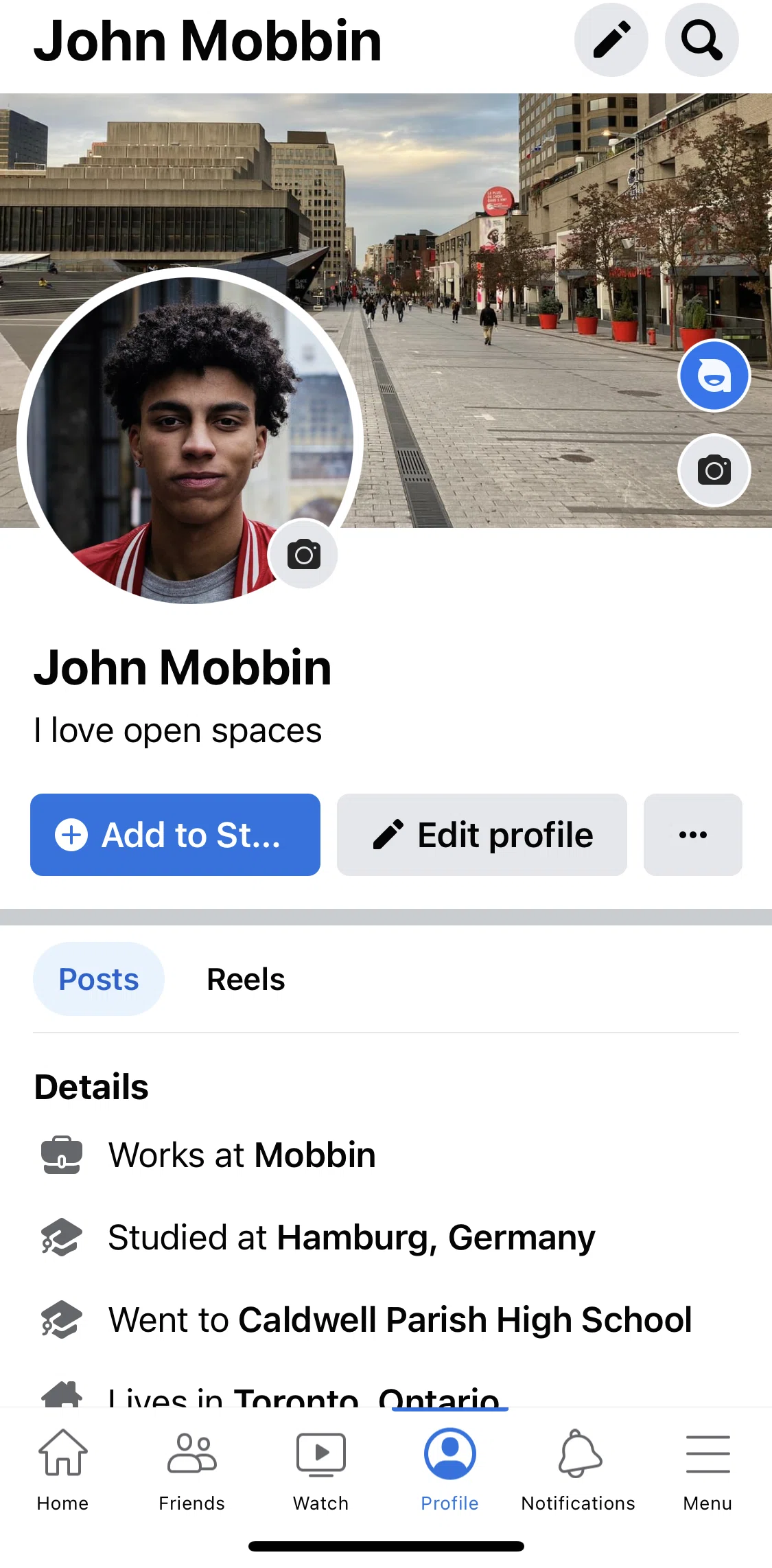 Facebook Screen 1 screen in the Changing cover photo flow