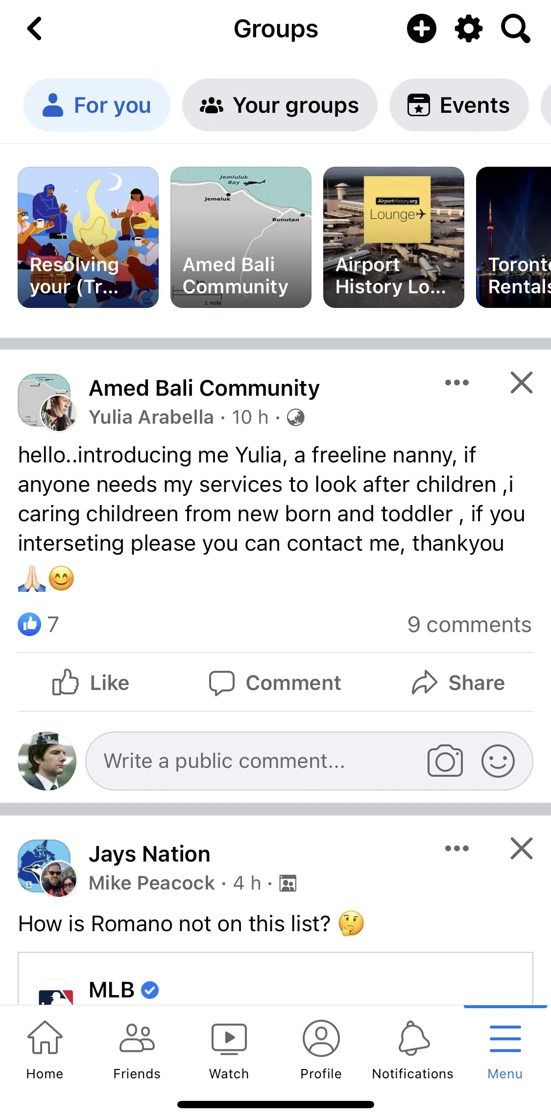 Facebook Screen 1 screen in the Creating a new group flow