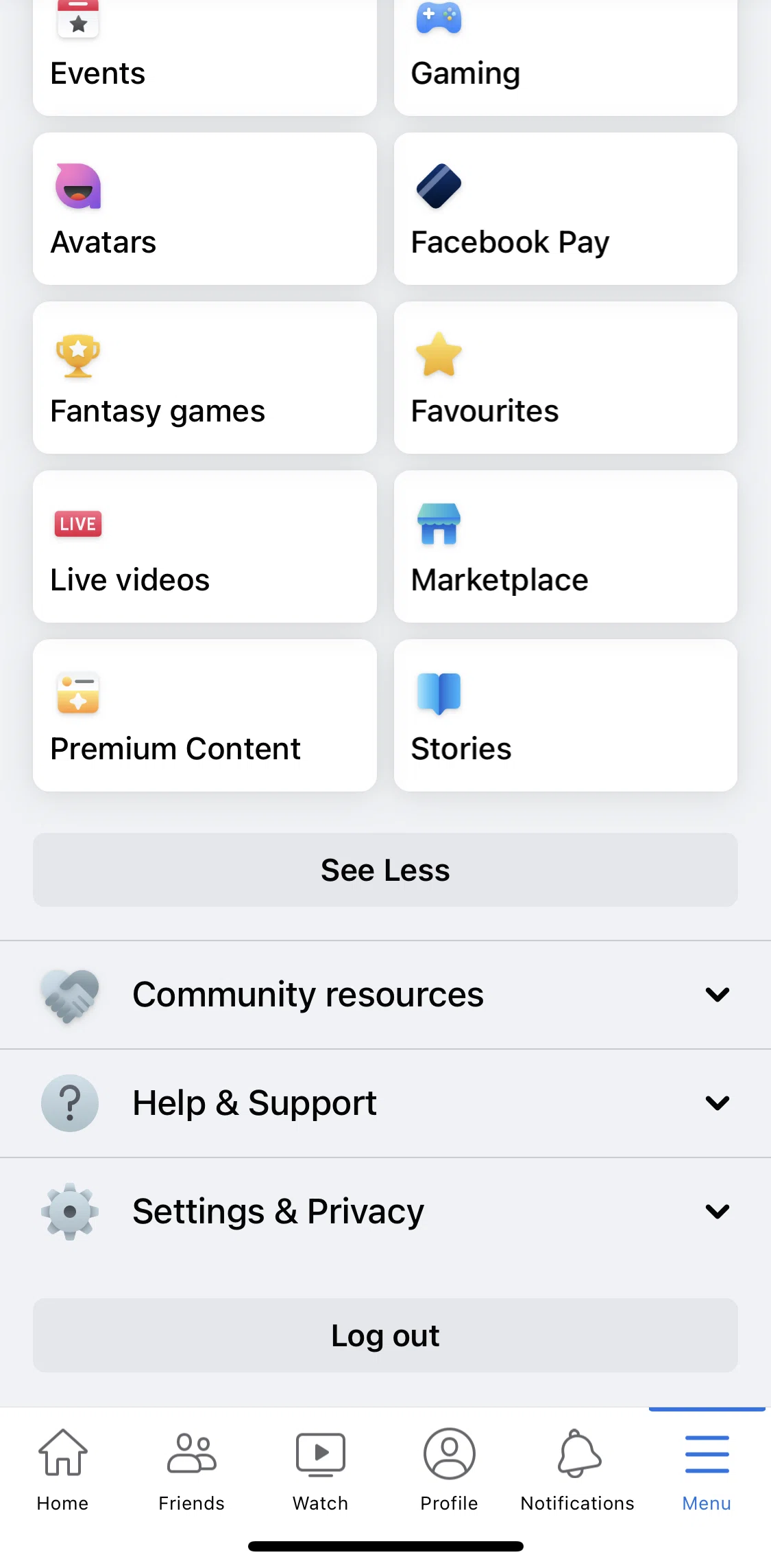 Facebook Screen 1 screen in the Marketplace flow