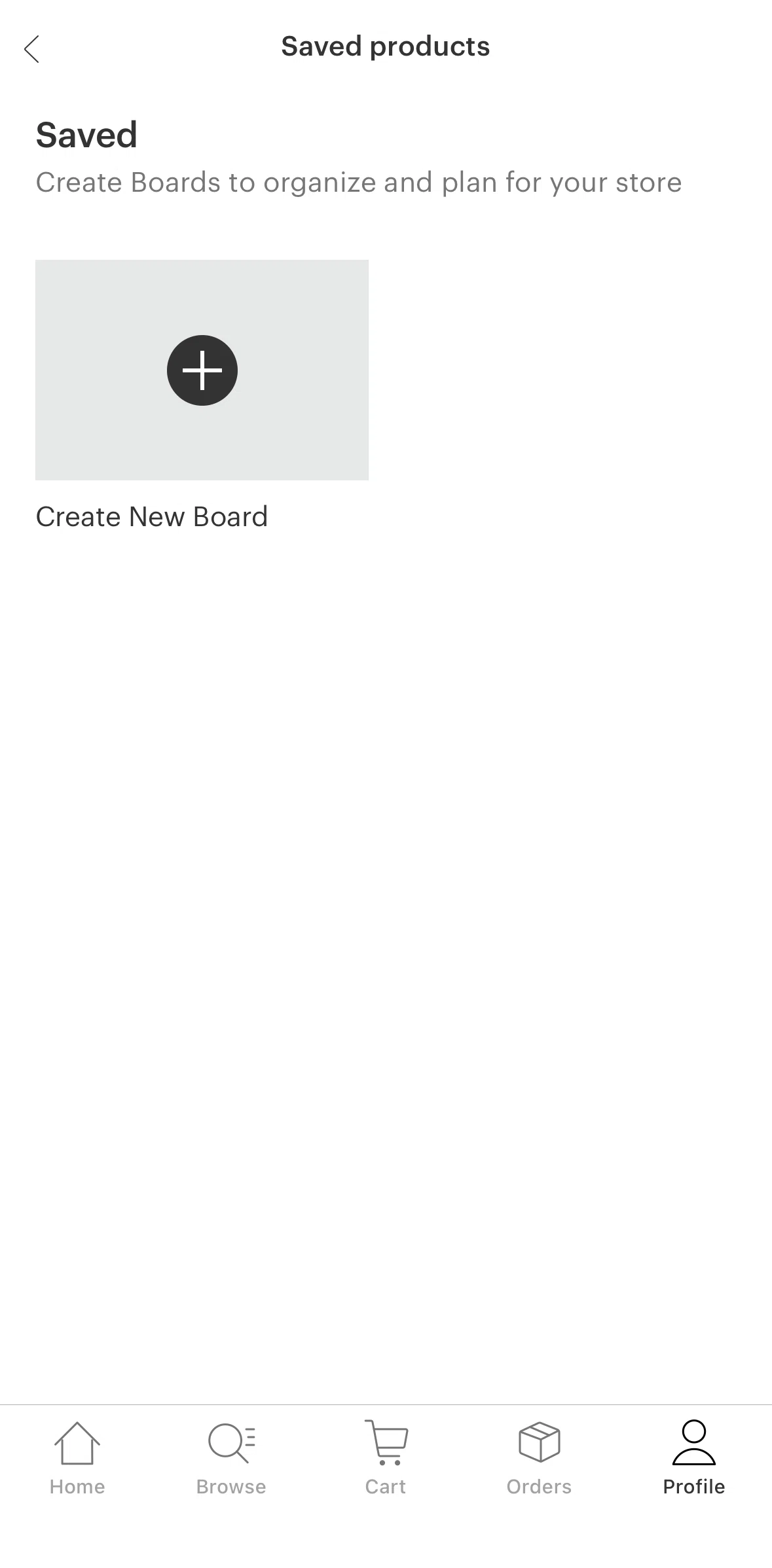 Faire Wholesale Screen screen in the Creating a new board flow