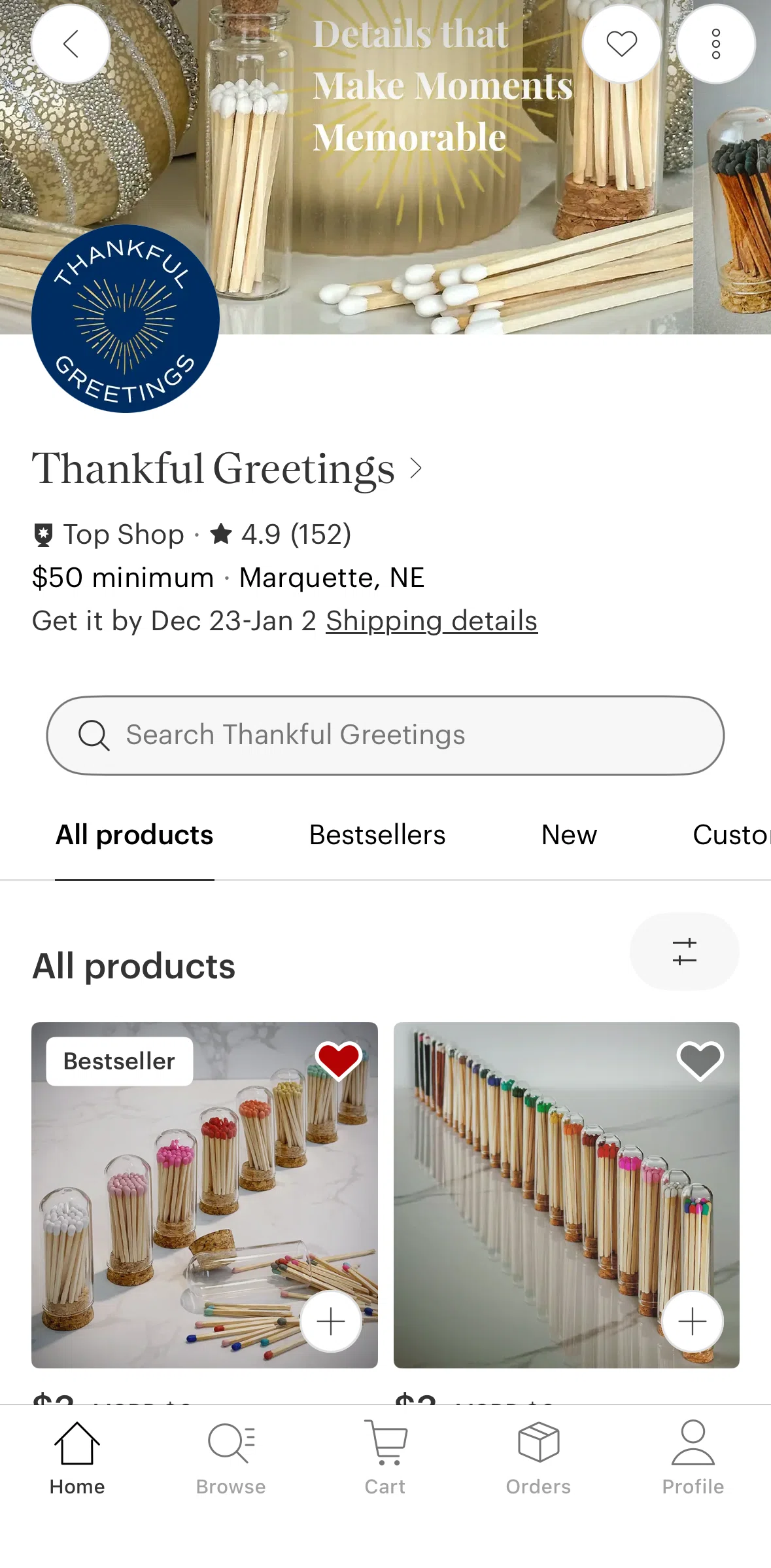 Faire Wholesale Screen screen in the Shipping detail flow