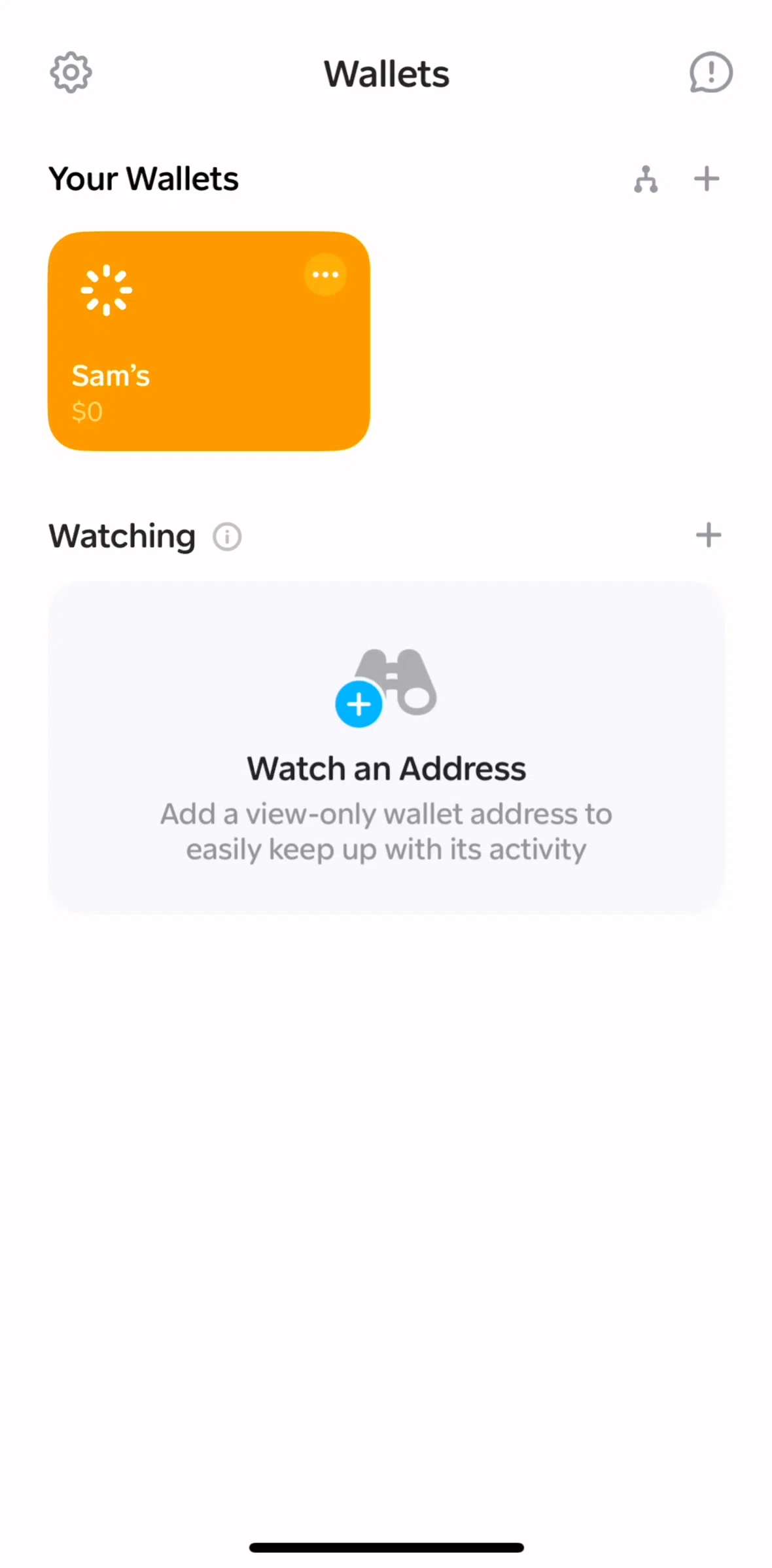 Family Screen screen in the Adding a wallet to watch flow