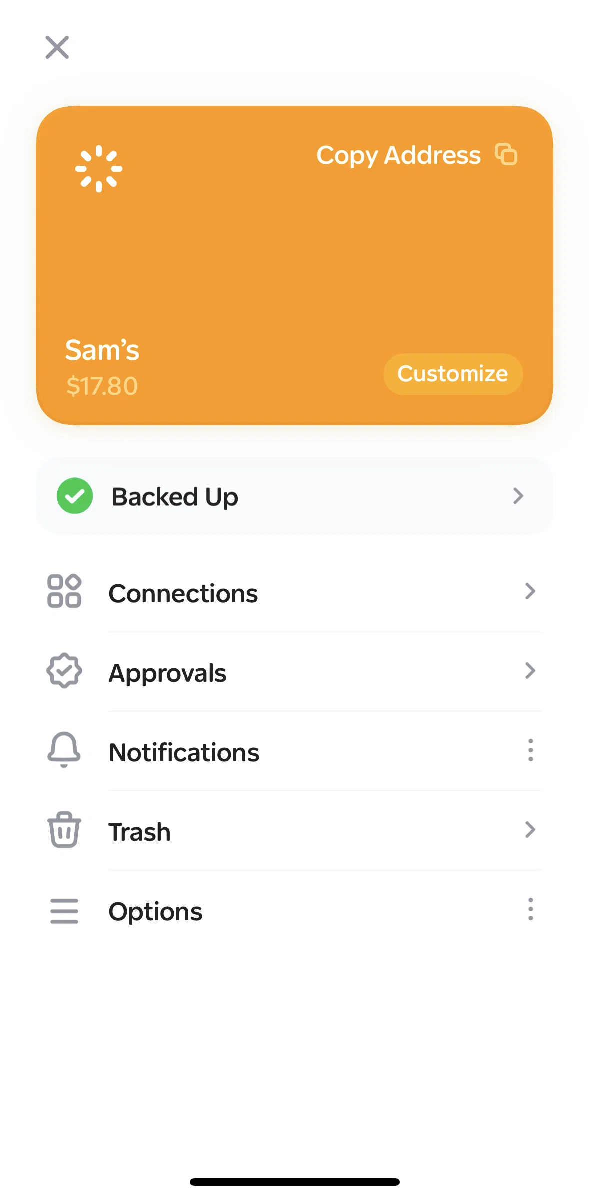 Family Screen screen in the Options flow