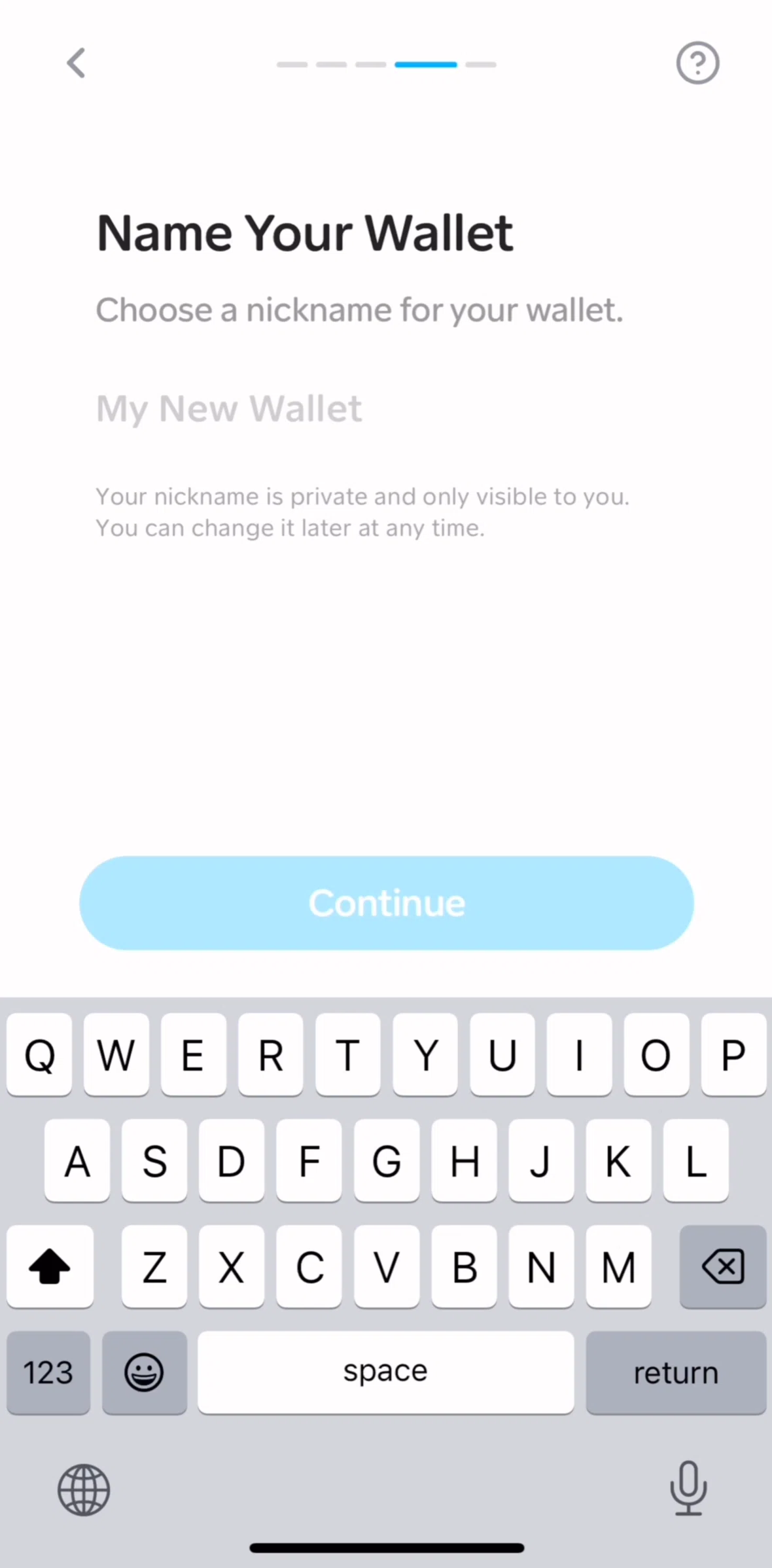 Family Screen screen in the Setting up a wallet flow