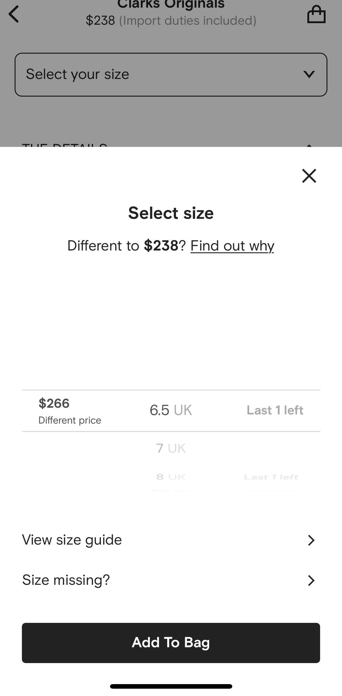 FARFETCH Screen screen in the Enabling product notifications flow
