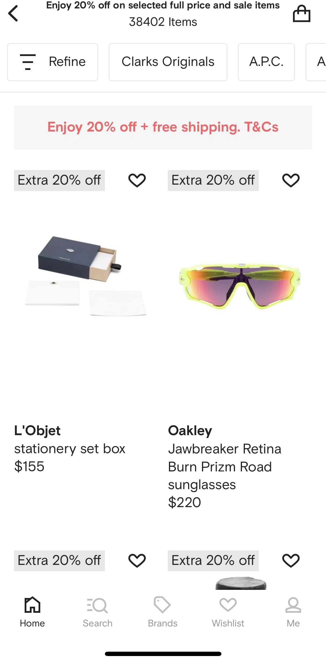 FARFETCH Screen screen in the Filtering offer items flow