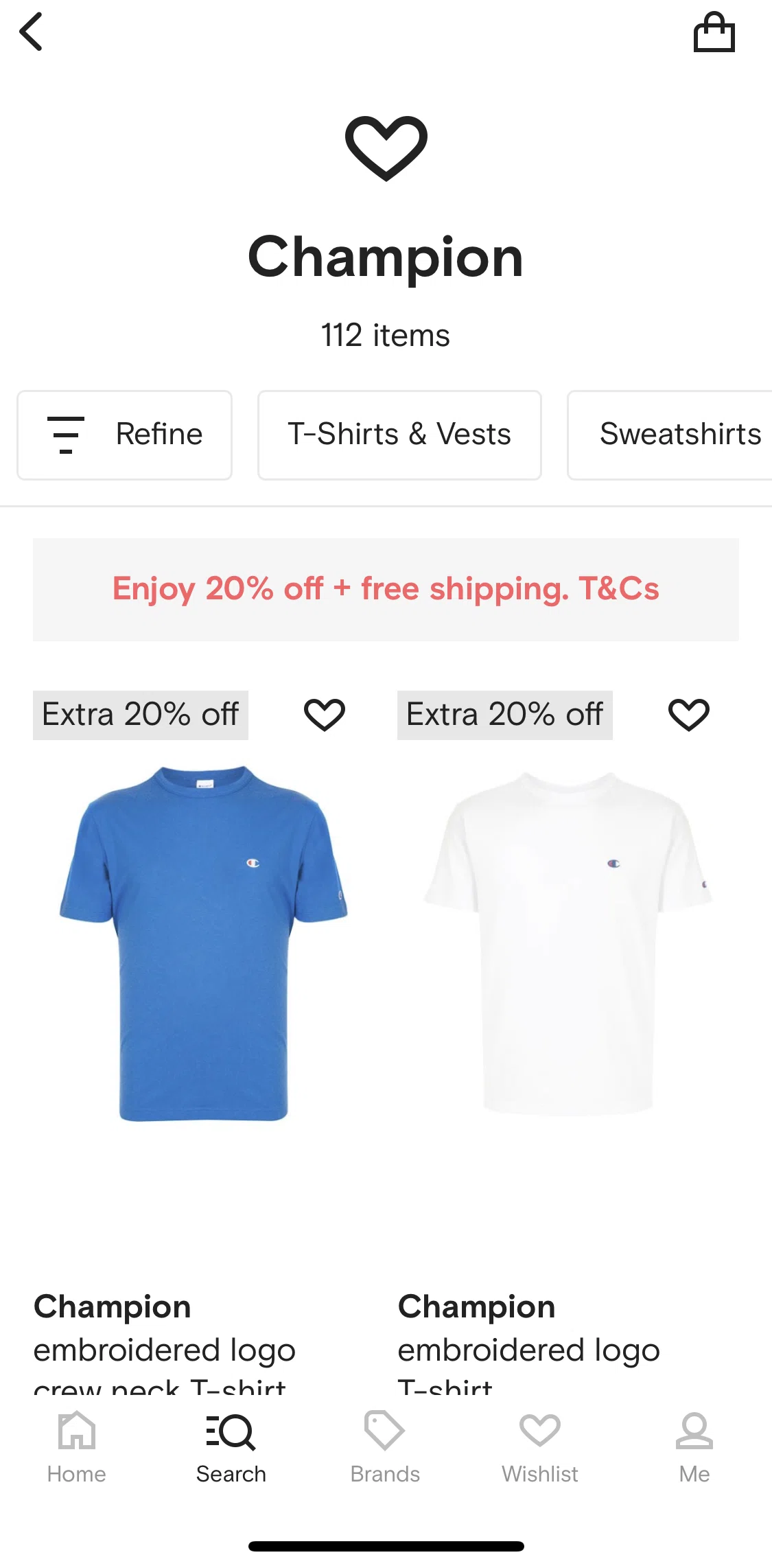 FARFETCH Screen screen in the Saving brand to collection flow