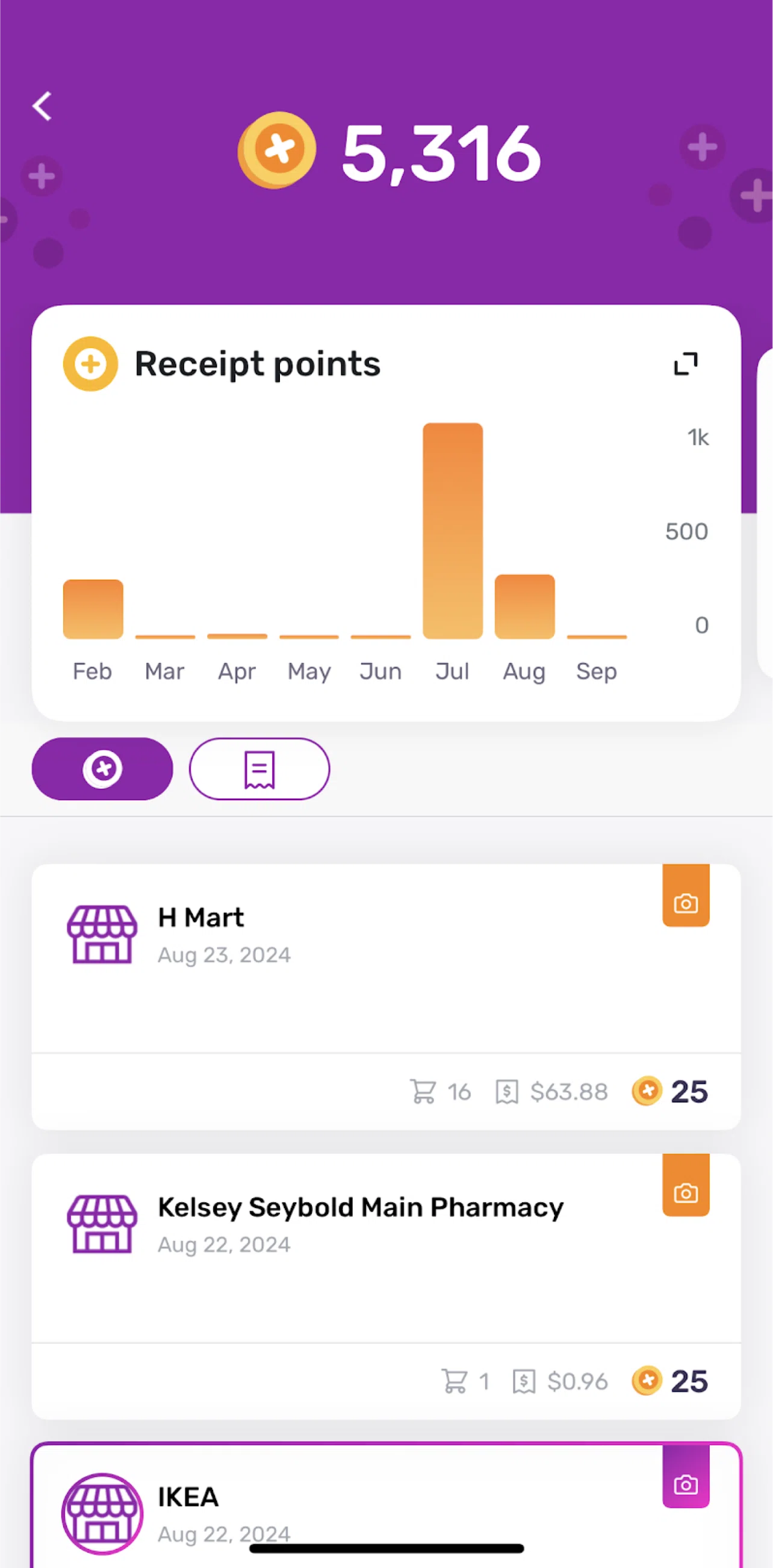 Fetch Screen screen in the Filtering receipts flow