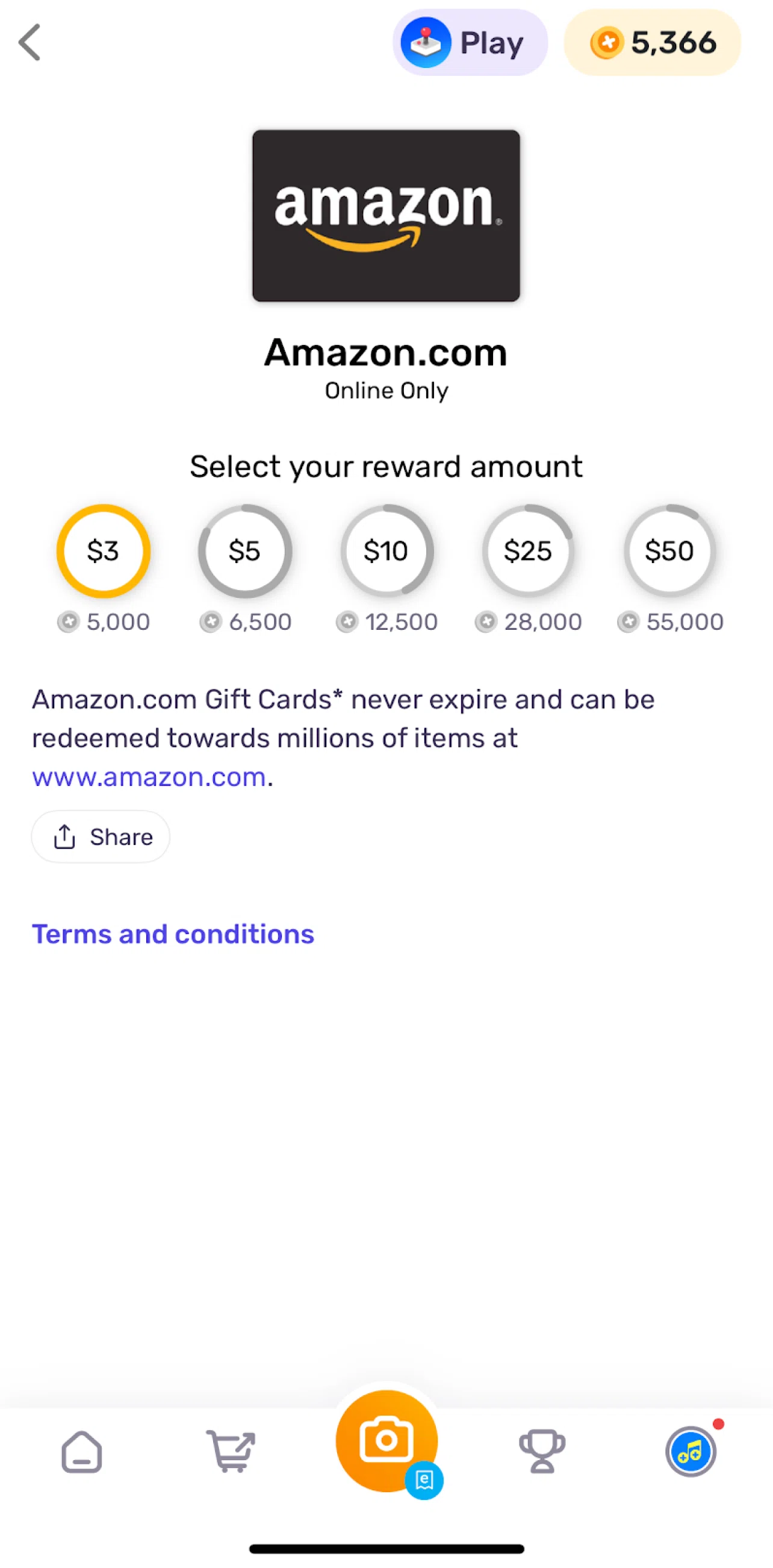 Fetch Screen screen in the Redeeming a reward flow
