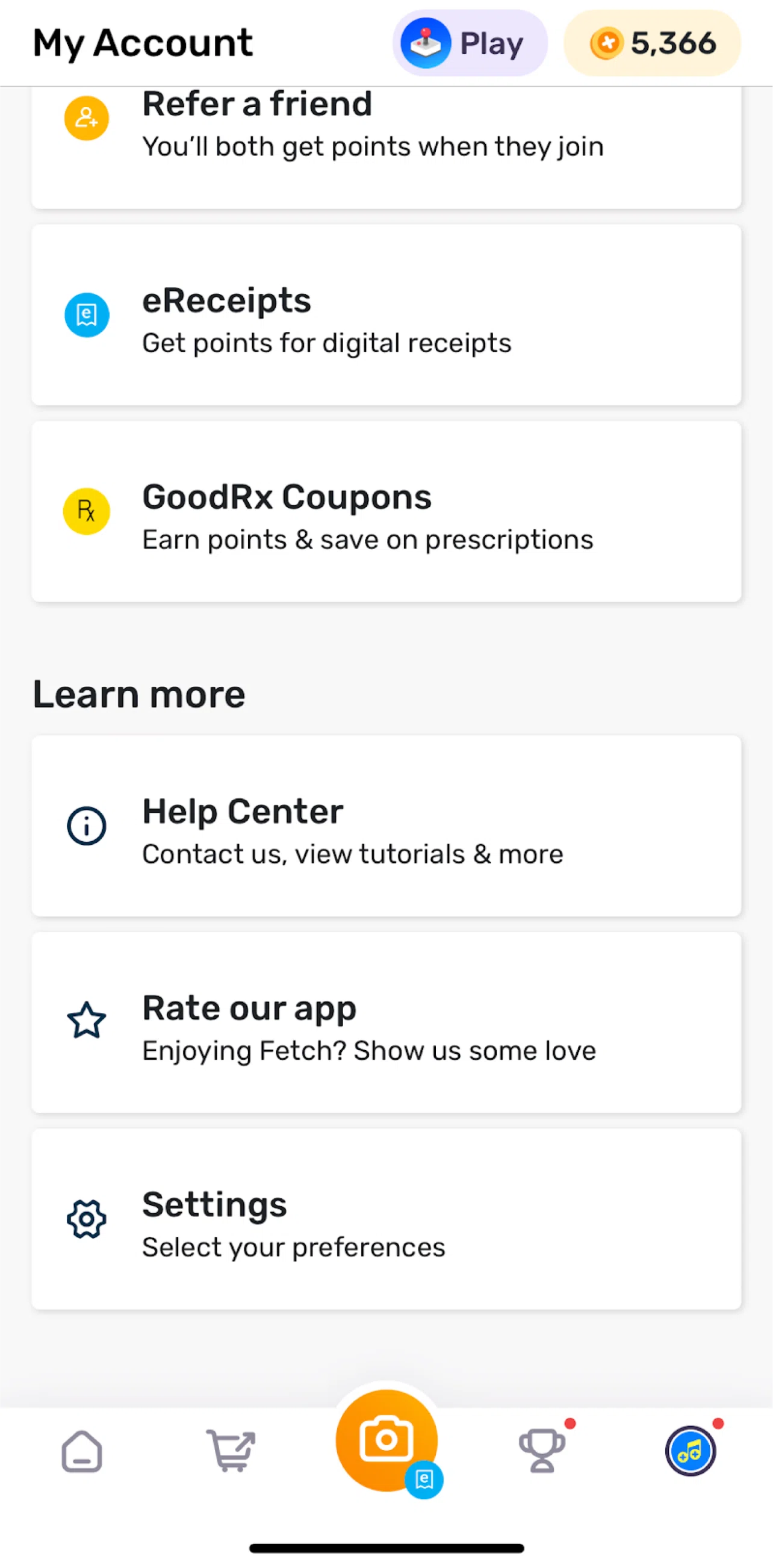 Fetch Screen screen in the Settings flow