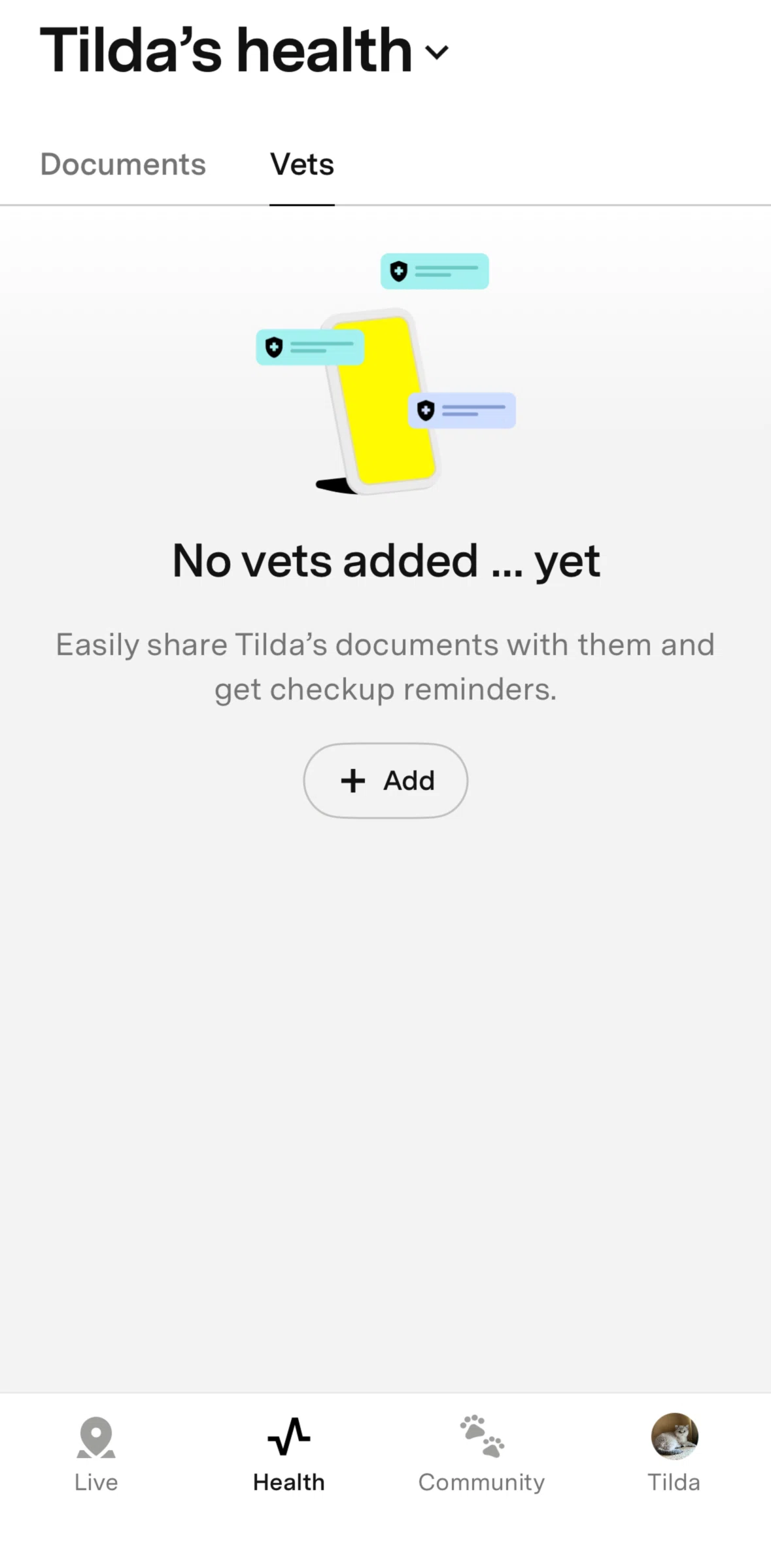 Fi Screen screen in the Adding a vet flow