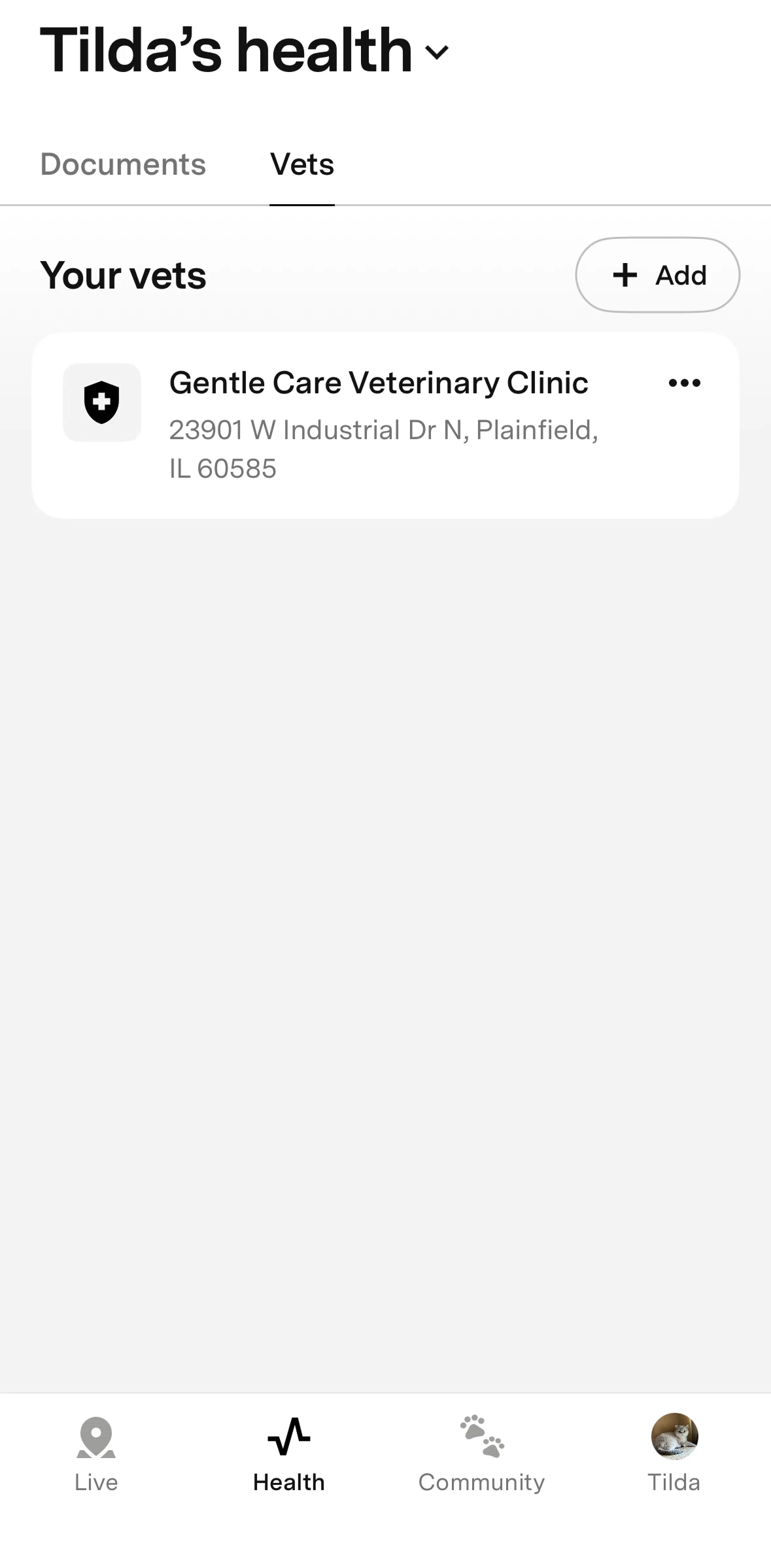 Fi Screen screen in the Deleting a vet flow