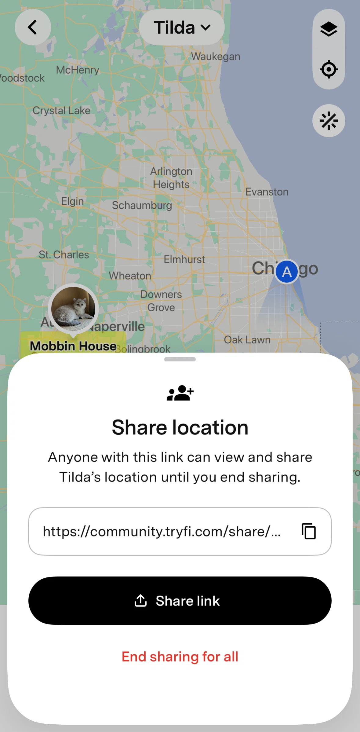 Fi Screen screen in the Ending sharing for all flow