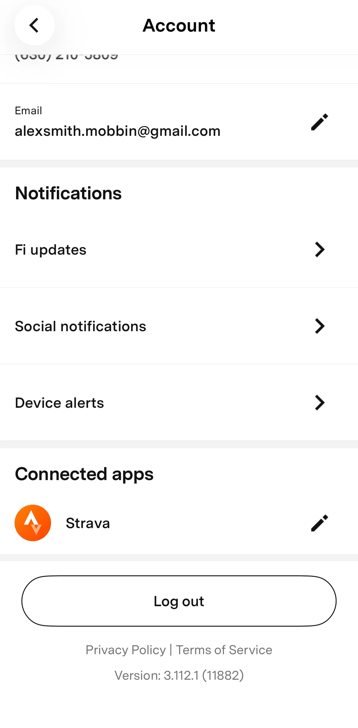 Fi Screen screen in the Logging out flow