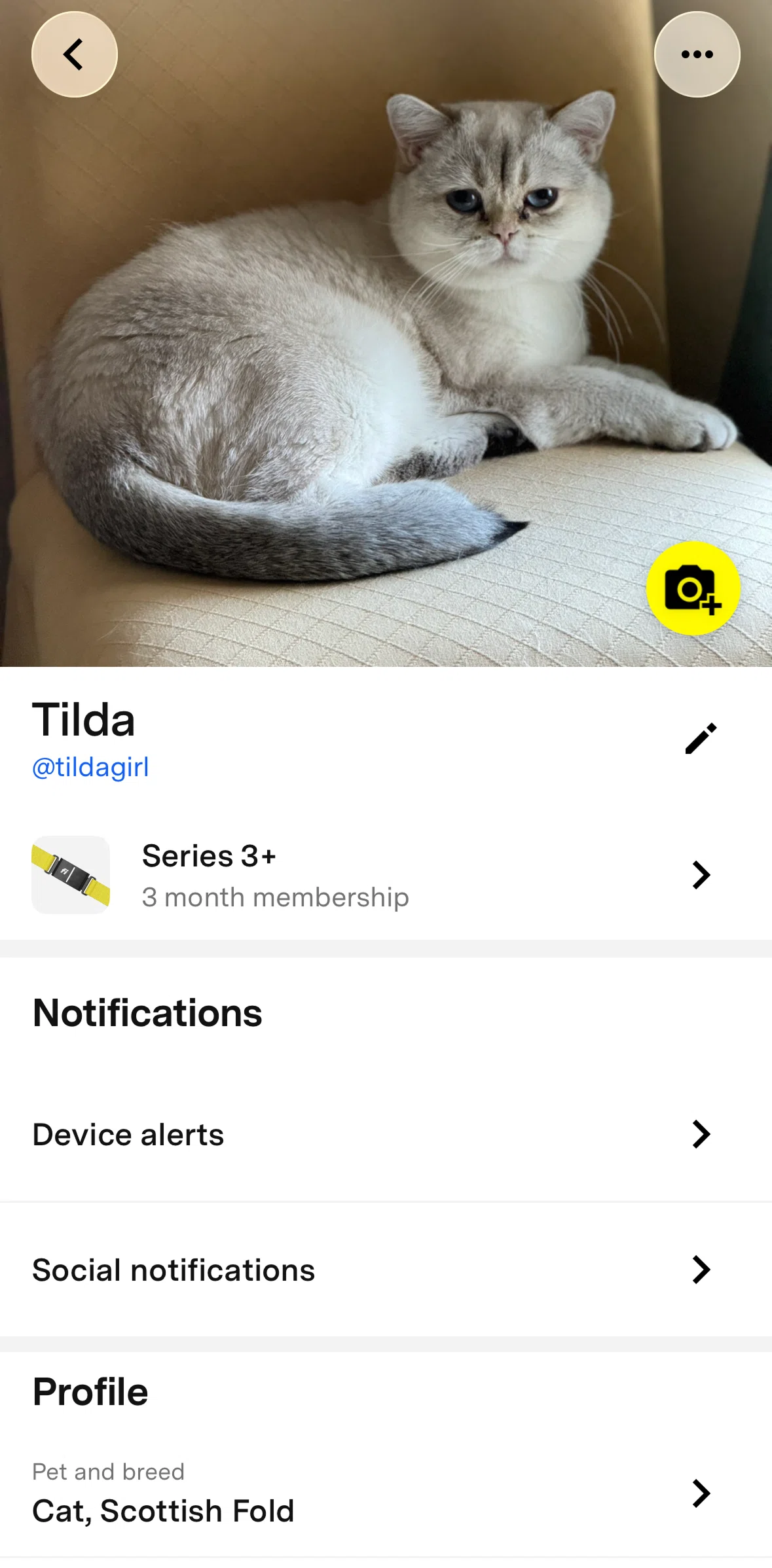Fi Screen screen in the Removing a pet profile flow