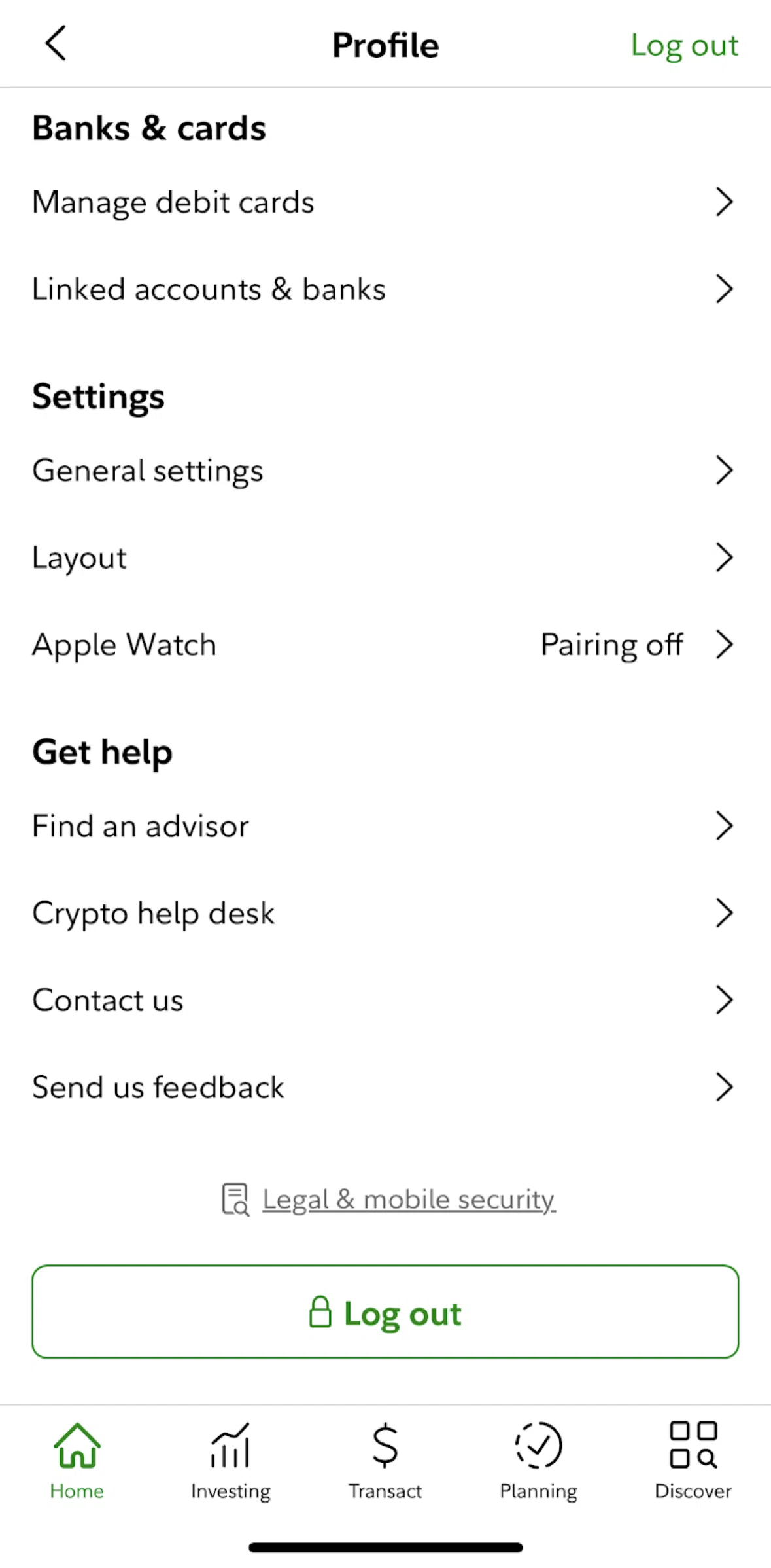 Fidelity Screen screen in the Sending feedback flow