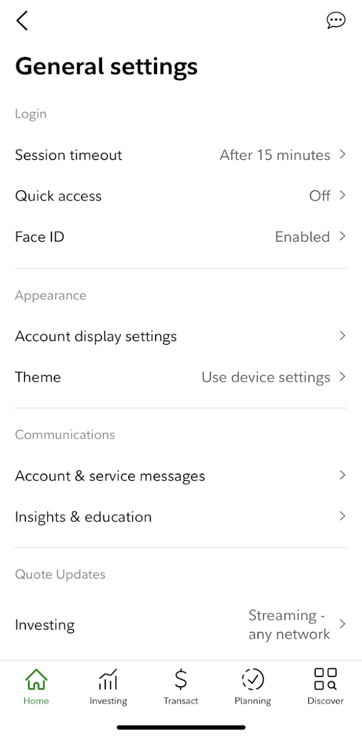 Fidelity Screen screen in the Switching to dark mode flow