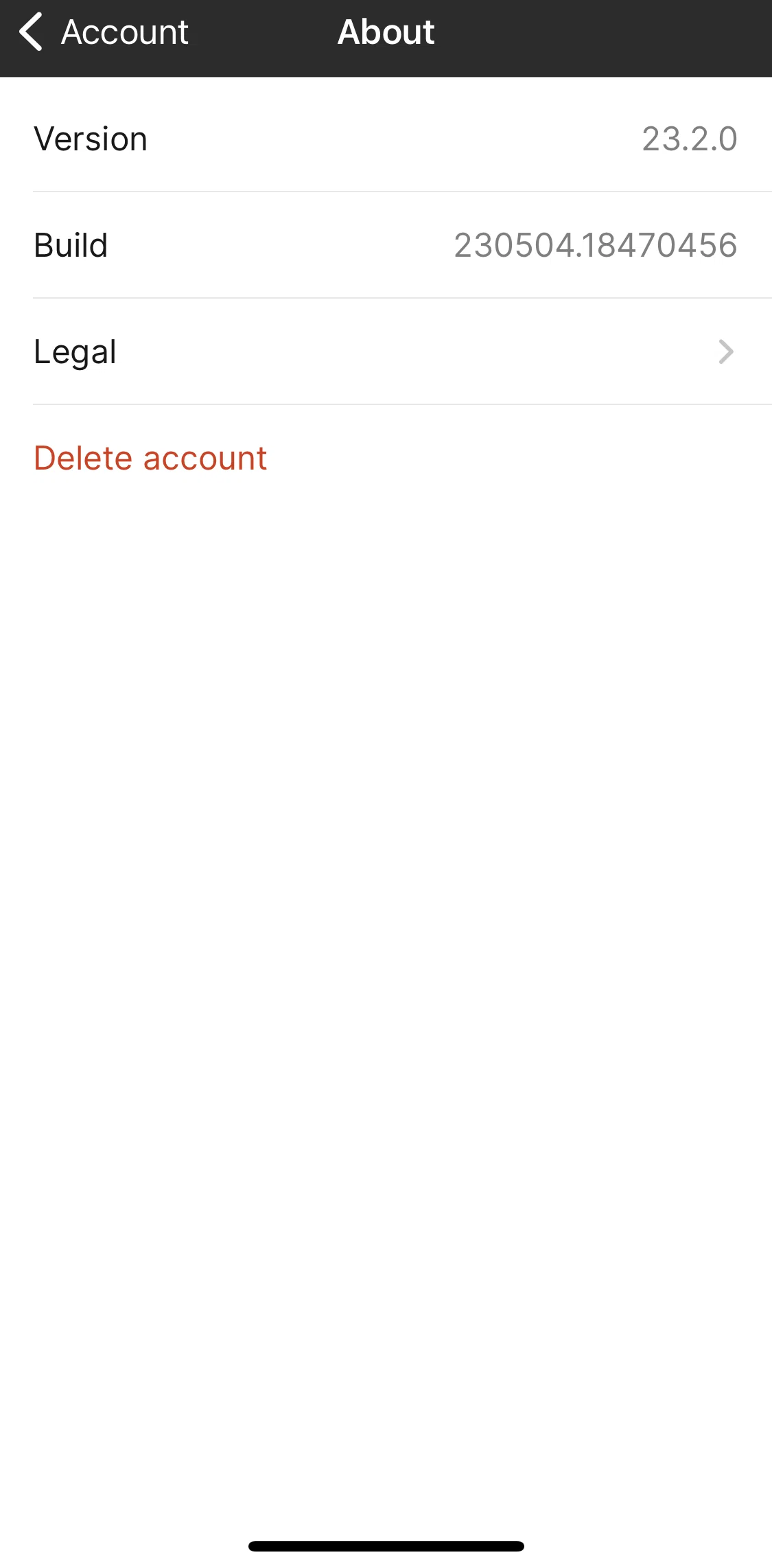 Figma Screen screen in the Deleting account flow