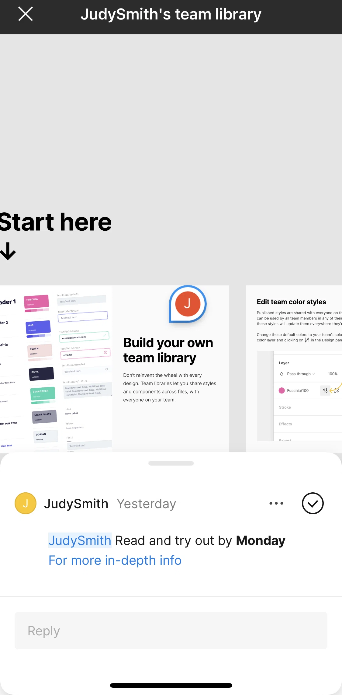 Figma Screen screen in the Resolving a comment flow
