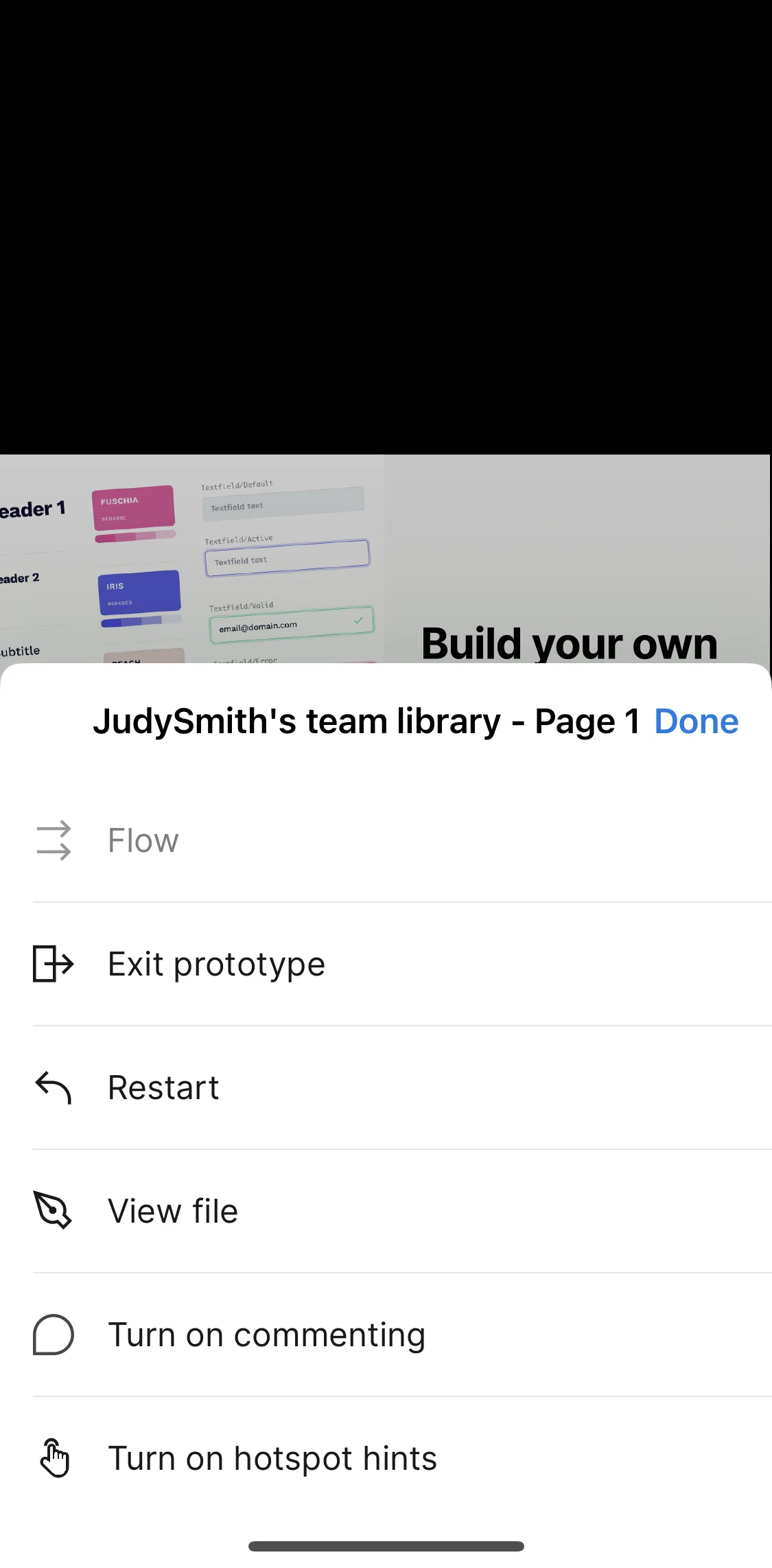 Figma Screen screen in the Turning on commenting flow