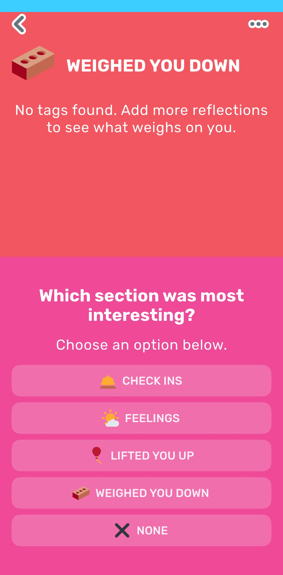 Finch Screen 1 screen in the Answering a question flow