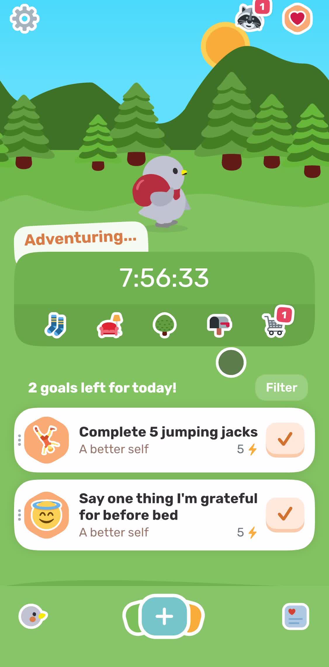 Finch Home screen in the Creating A Post flow