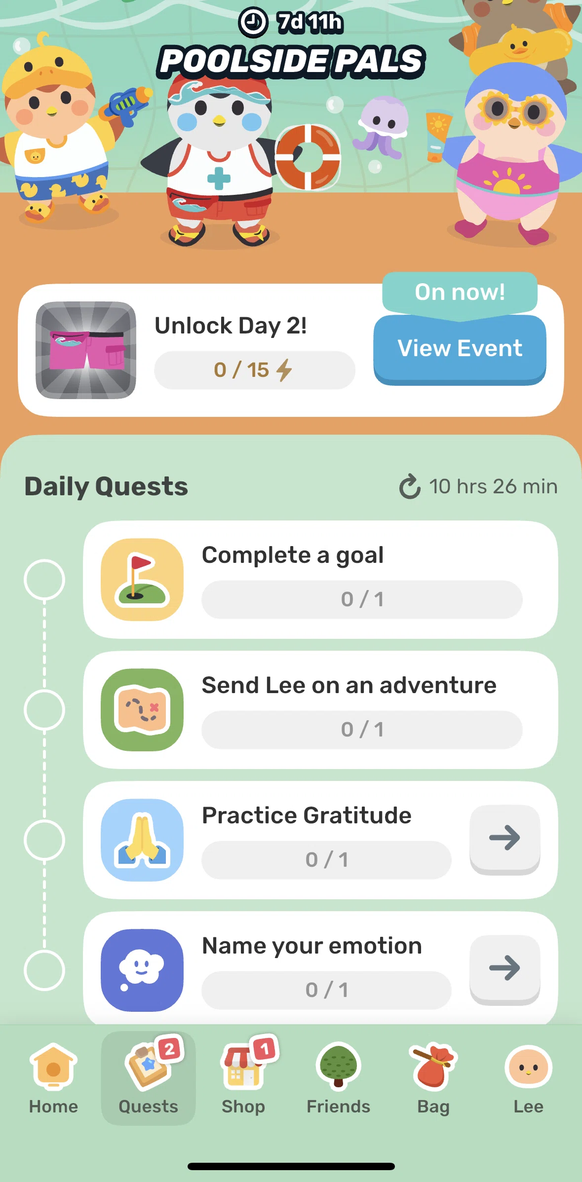 Finch Screen 1 screen in the Event detail flow