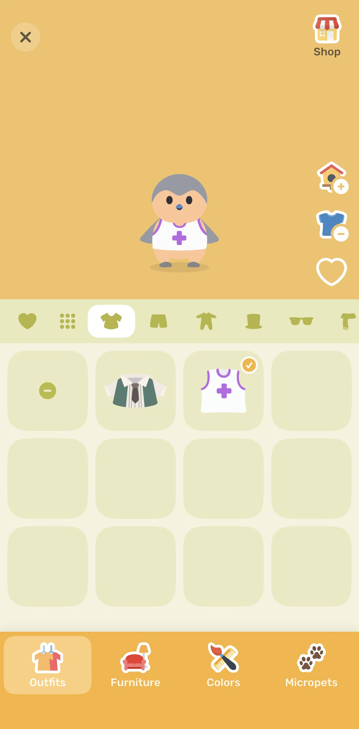 Finch Screen 1 screen in the Unequipping pet items flow