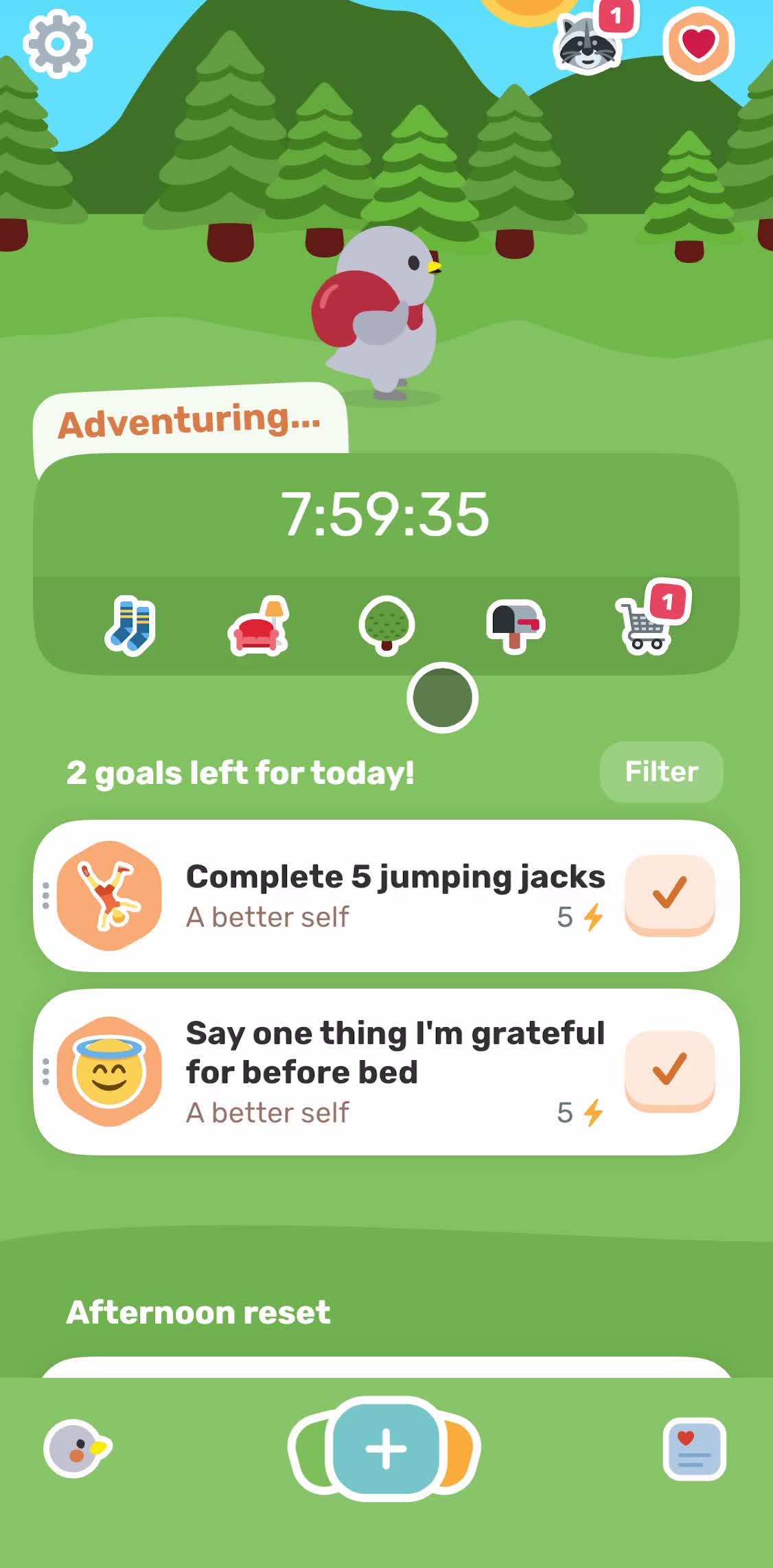 Finch Home screen in the Upgrading Your Account flow