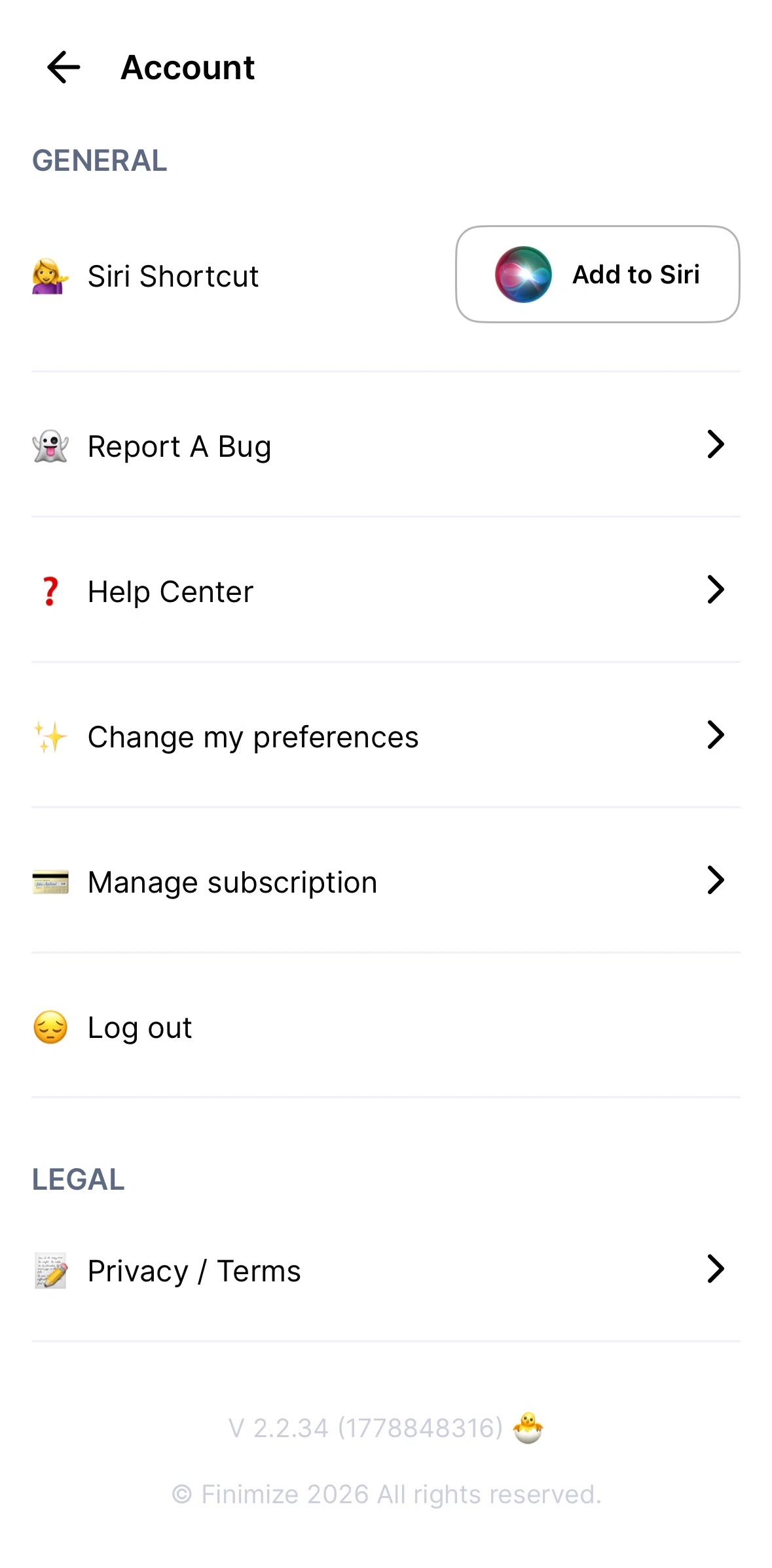 Finimize Screen screen in the Cancel a subscription flow