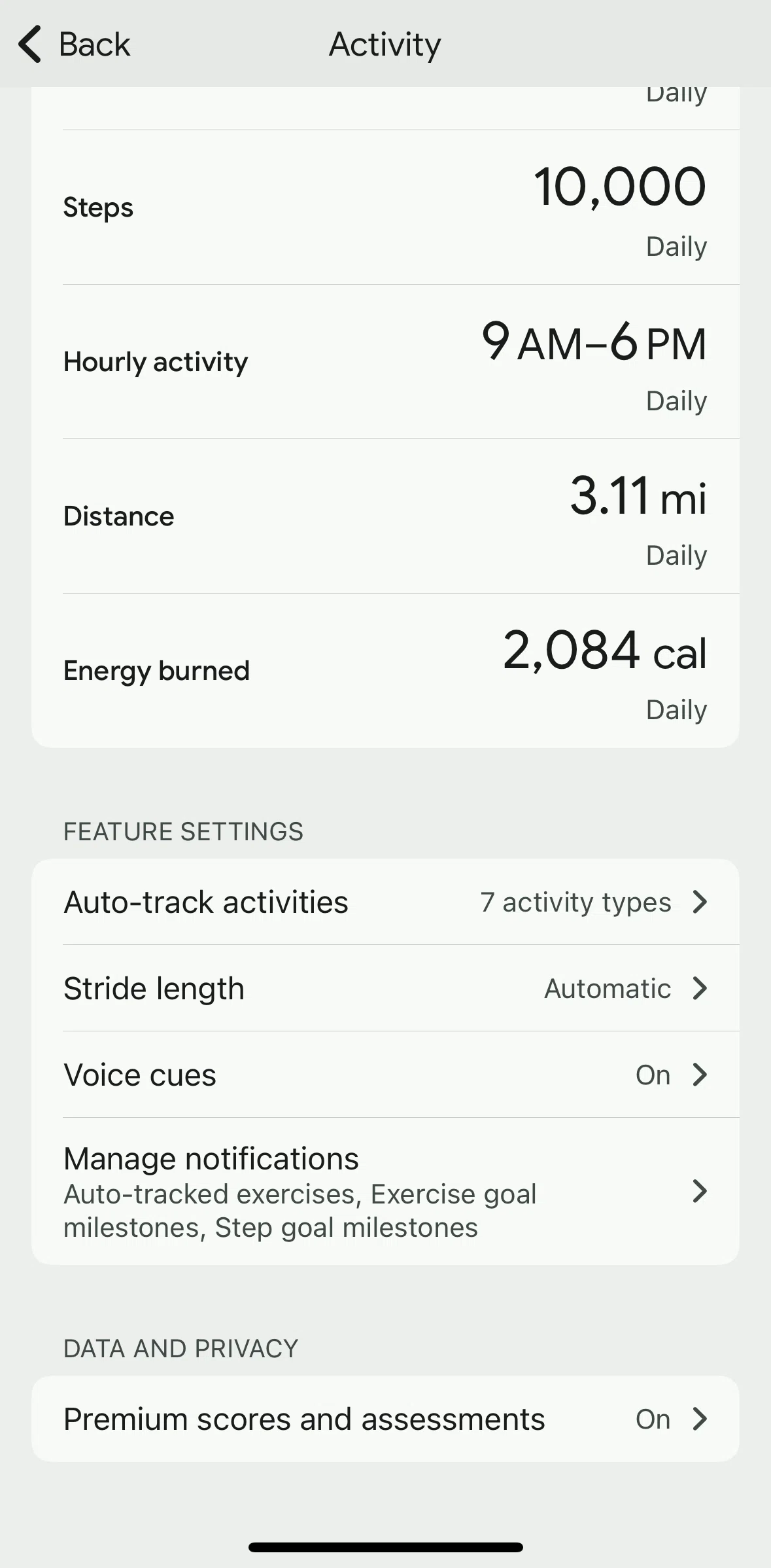 Fitbit Screen screen in the Auto-track activity flow